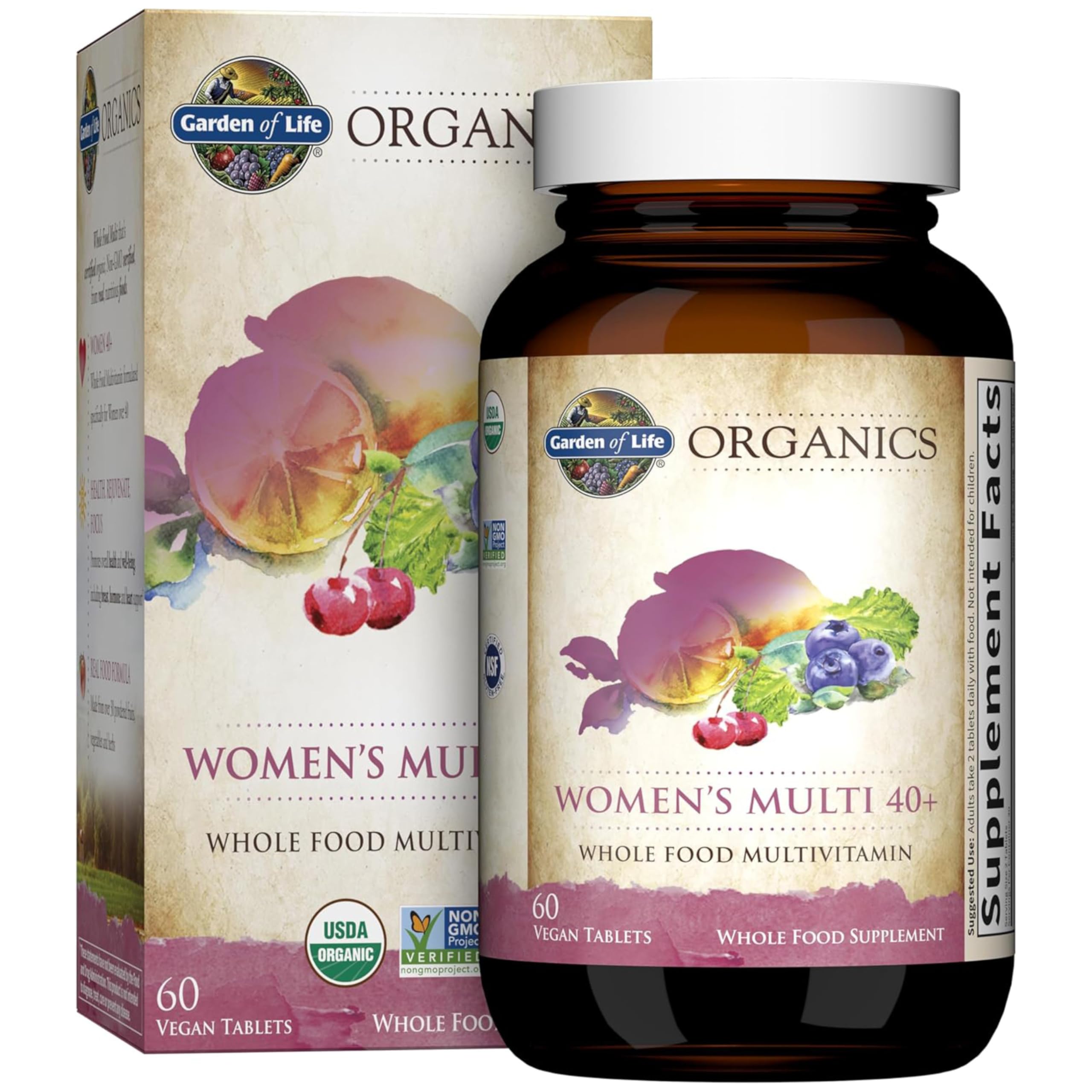 Garden of Life Organic Multivitamin for Women 40+ | 60 Vegan Tablets | Hormone & Breast Health Support | Whole Food Supplement | Perfect for Daily Wellness & Active Lifestyles