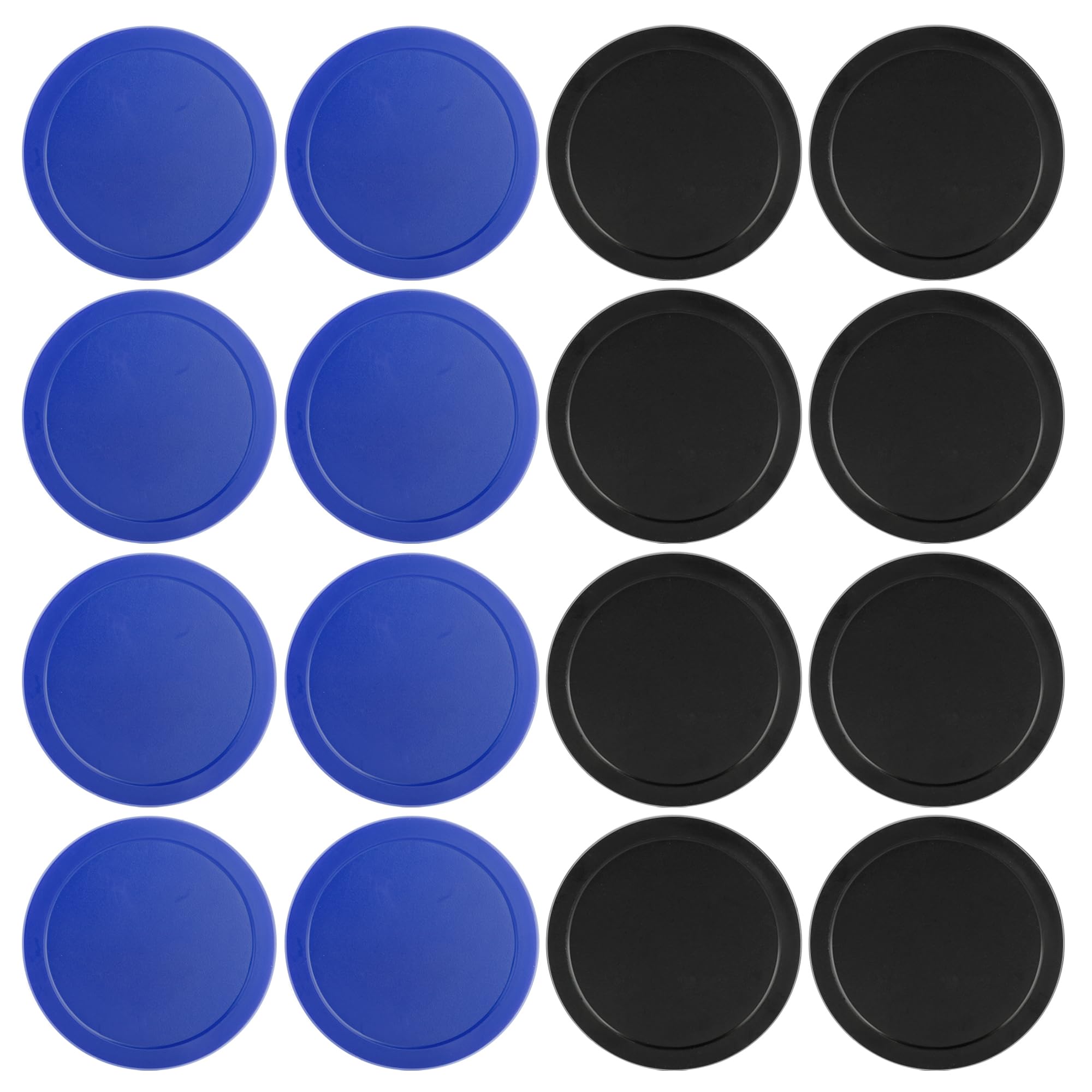 BQSPT 16-Piece Air Hockey Pucks Set - 2.5 Inch (64mm) Replacement Pucks for Air Hockey Tables - Includes 8 Thick & 8 Thin Pucks (Black & Blue) - Perfect for Game Rooms, Arcades, and Family Fun Nights