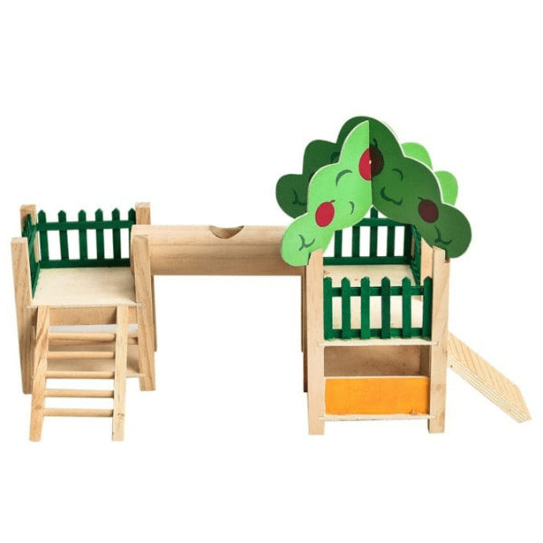 Premium Moss Hollow Small Animal Playground - Natural Wooden Hamster & Guinea Pig Habitat with Tunnels & Hideouts - Perfect for Small Pets Play & Exercise at Home