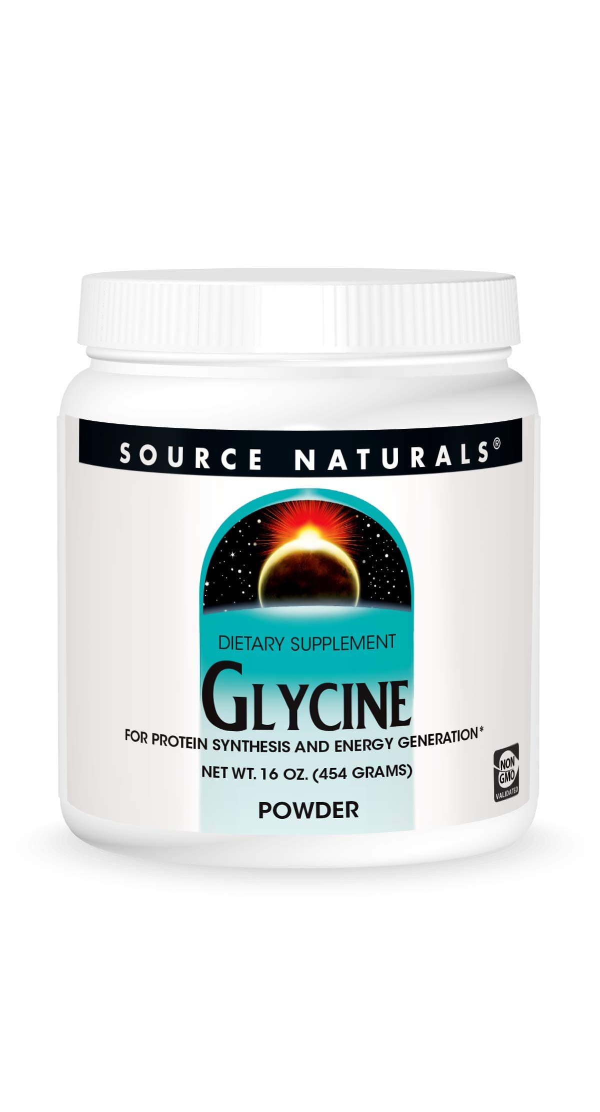 Source Naturals Glycine Powder 16 oz (454g) - Supports Protein Synthesis & Energy Boost - Ideal for Pre-Workout, Post-Workout Recovery & Daily Wellness