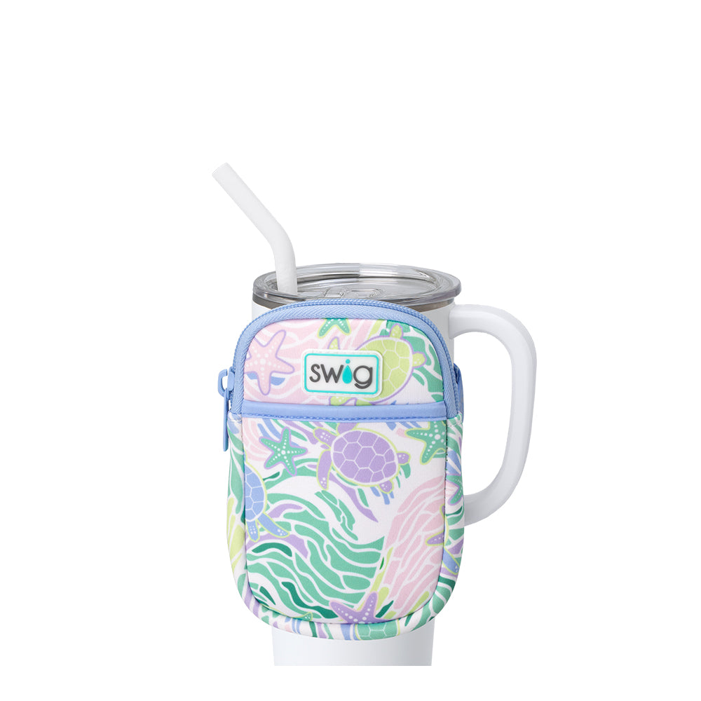 Sea Swirl Mega Mug Pouch - Large Insulated Drink Holder for Coffee, Tea & Beverages - Perfect for Beach, Pool, Camping & Outdoor Activities