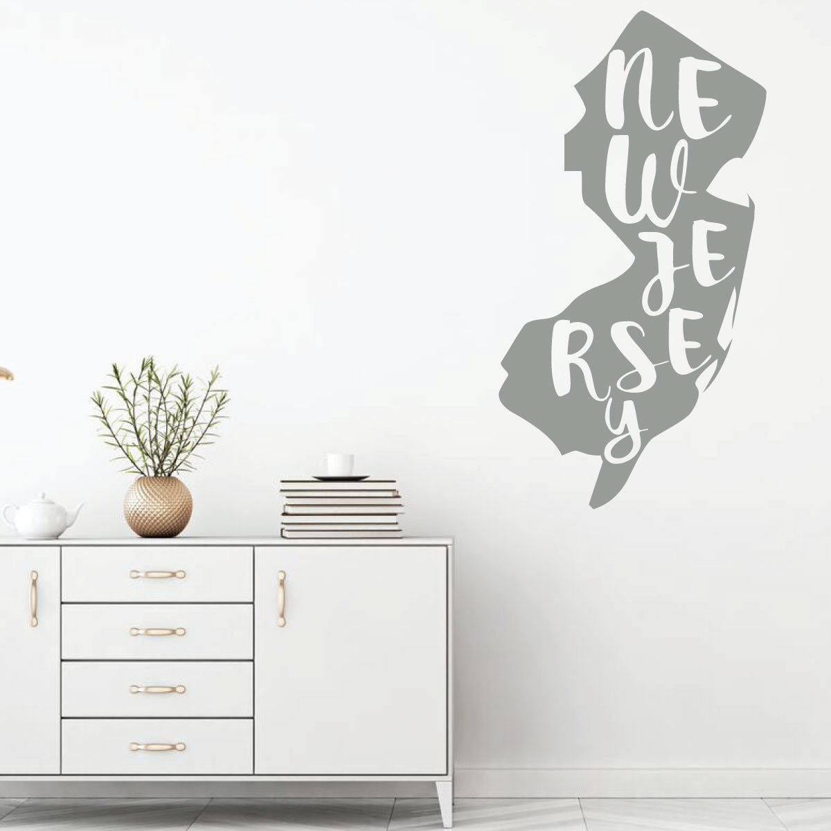 New Jersey State Silhouette Wall Decal - Premium Vinyl Art Sticker for Home Decor, Living Room & Bedroom - Perfect for Nursery, Office or Dorm Room Wall Decoration