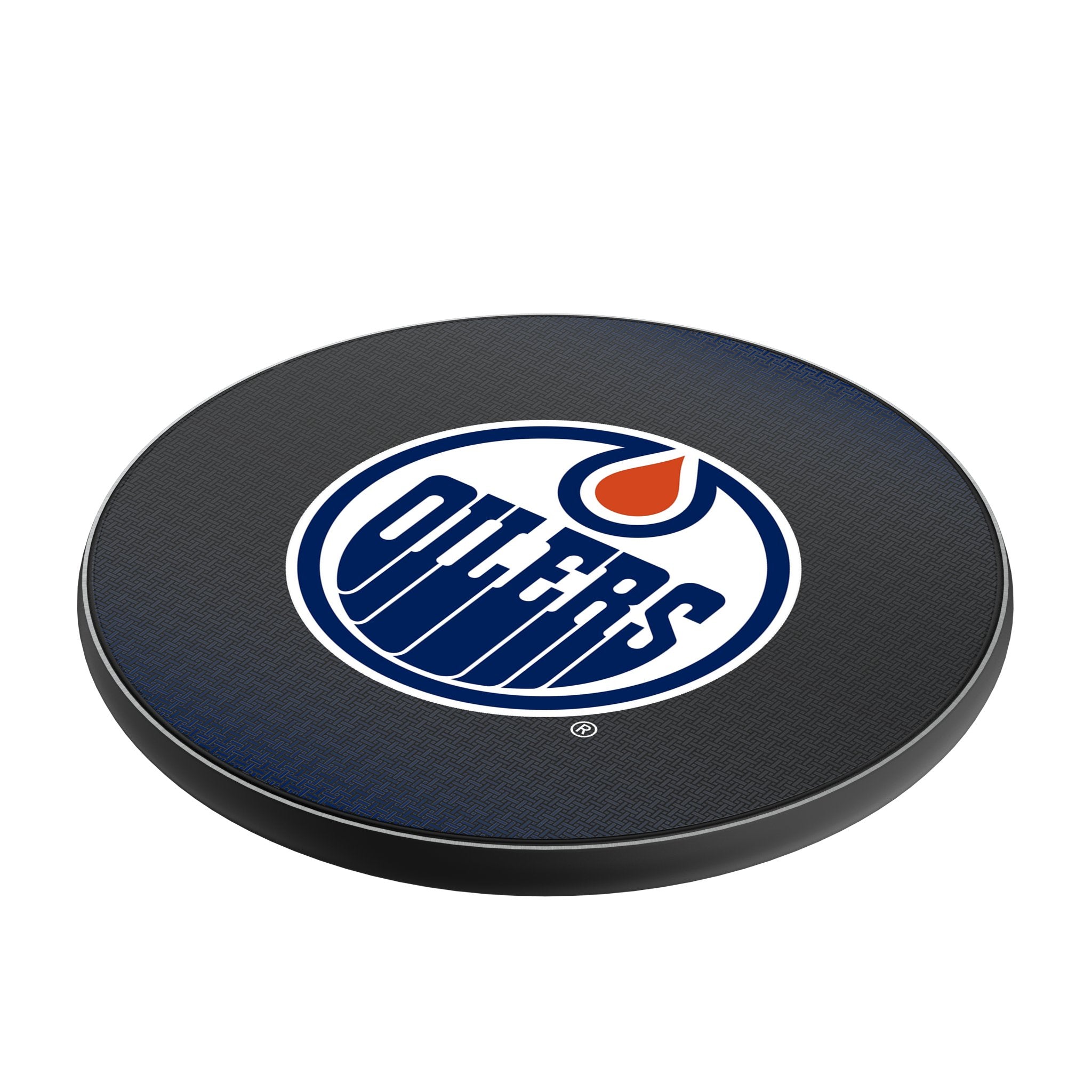 Edmonton Oilers Linen 15W Fast Wireless Charger - Qi-Certified Phone Charging Pad for iPhone, Samsung, Android - Perfect for Home, Office & Car Use