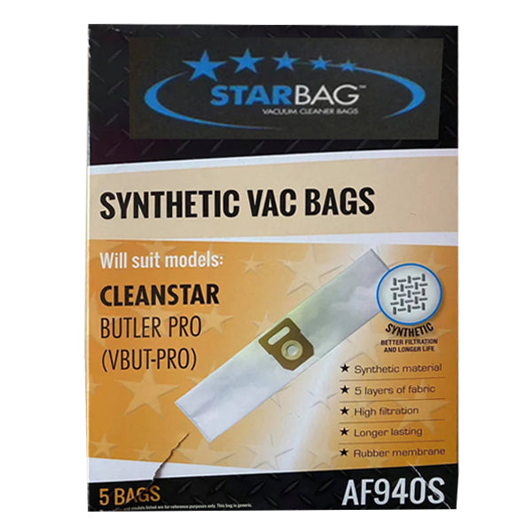Starbag AF940S Synthetic Vacuum Cleaner Bags - 6 Pack, HEPA Filtration for Dust Mites & Allergens - Compatible with Hoover, Kenmore, Electrolux - Perfect for Home Cleaning & Pet Hair Removal