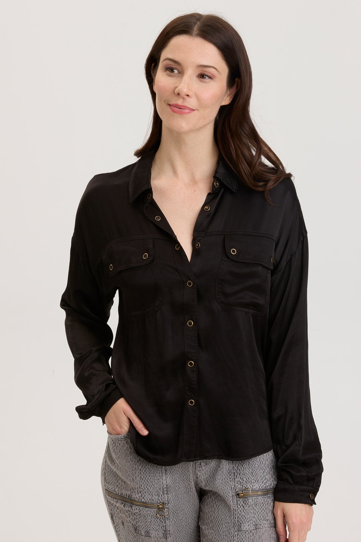 Baris Snap Up Black Women's Fashion Hoodie - Cozy & Stylish for Casual Wear, Gym, and Outdoor Activities