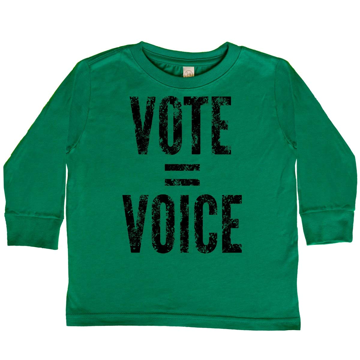 Inktastic Vote Equals Voice Distressed Black Text Toddler Long Sleeve T-Shirt - Cute Political Statement Tee for Kids, Boys & Girls - Perfect for Elections, Rallies & Family Outings