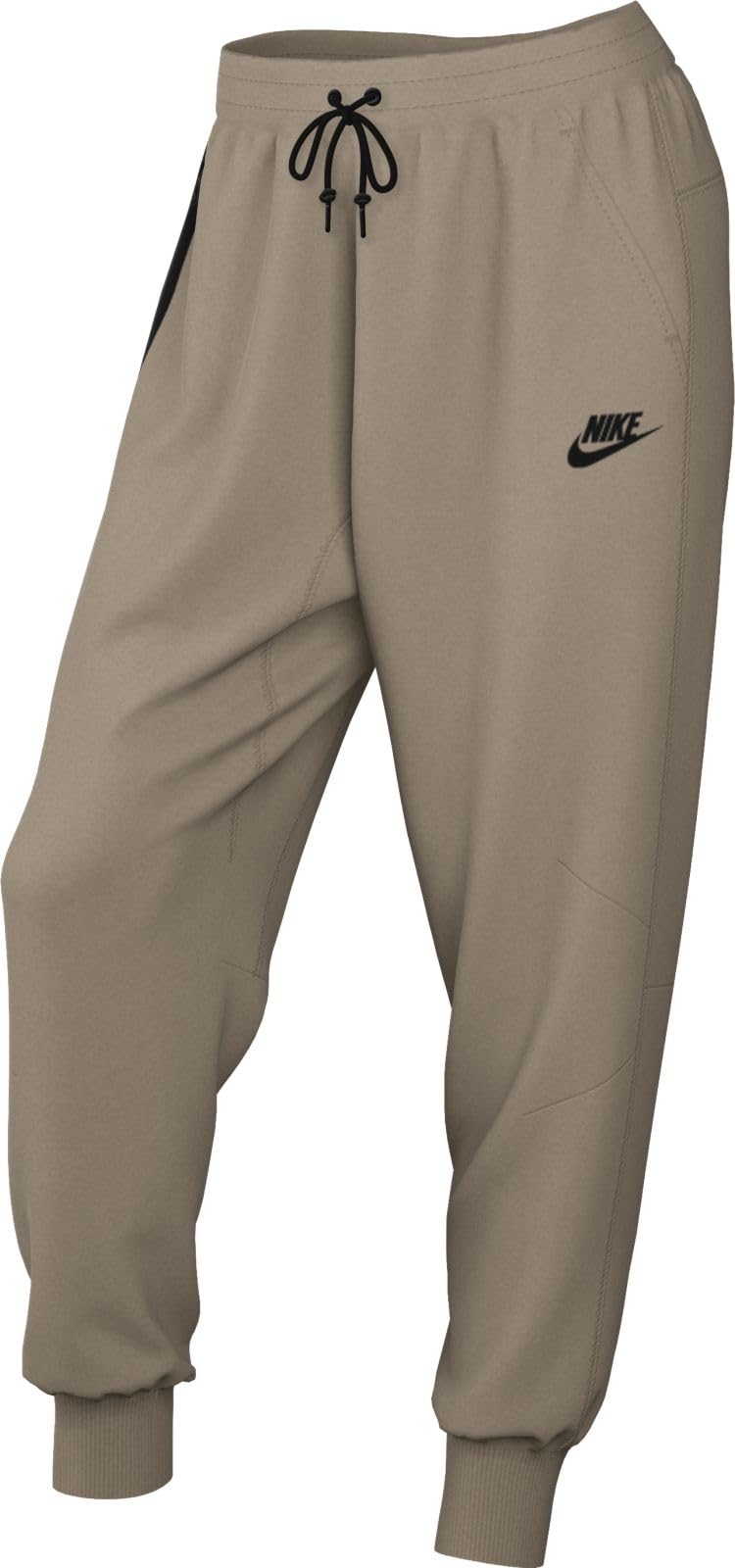 Nike Tech Fleece Jogger Pants for Men - Lightweight Fleece Sweatpants, Size Large, Khaki/Black - Perfect for Running, Gym & Casual Wear