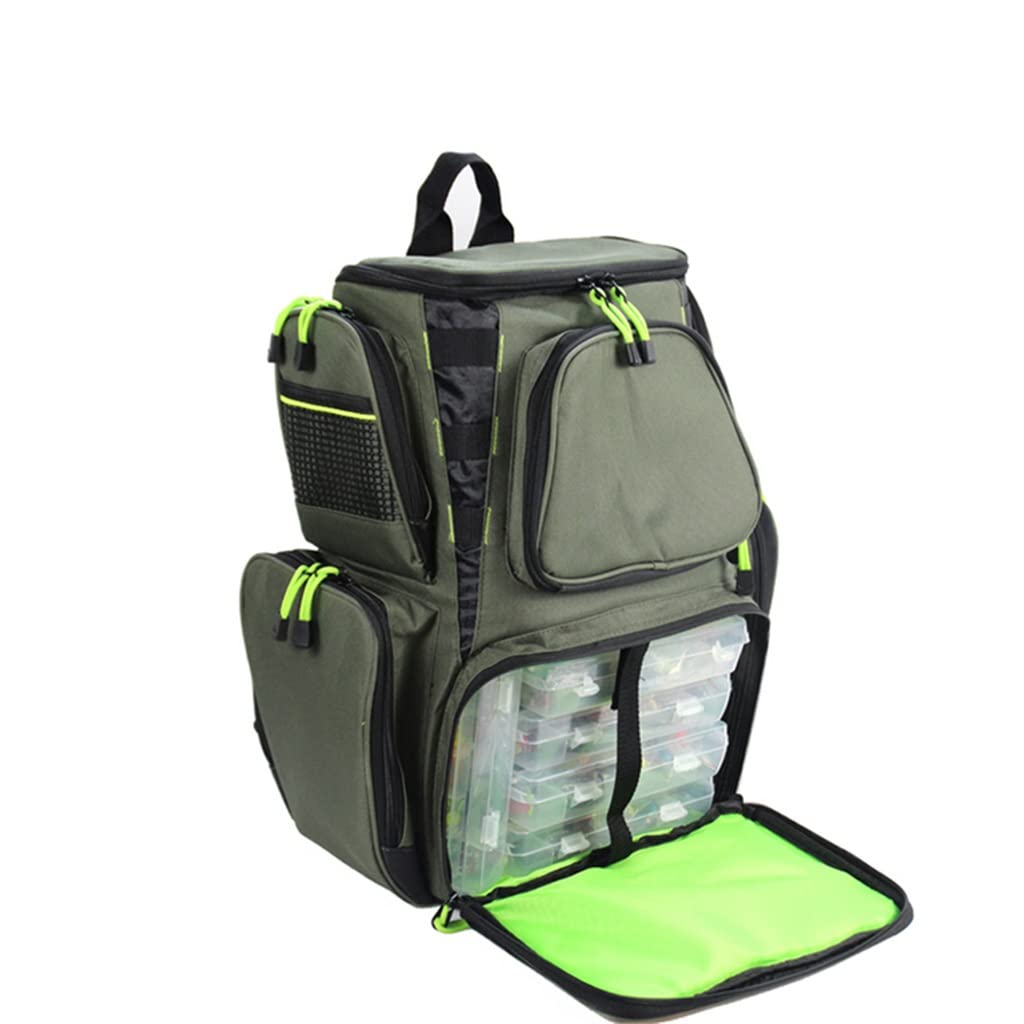 BAPYZ Waterproof Fishing Tackle Storage Backpack - Adjustable Shoulder Straps, 45 x 41cm Large Capacity for Lures, Reels & Gear (Green) - Perfect for Freshwater, Saltwater & Boat Fishing Trips