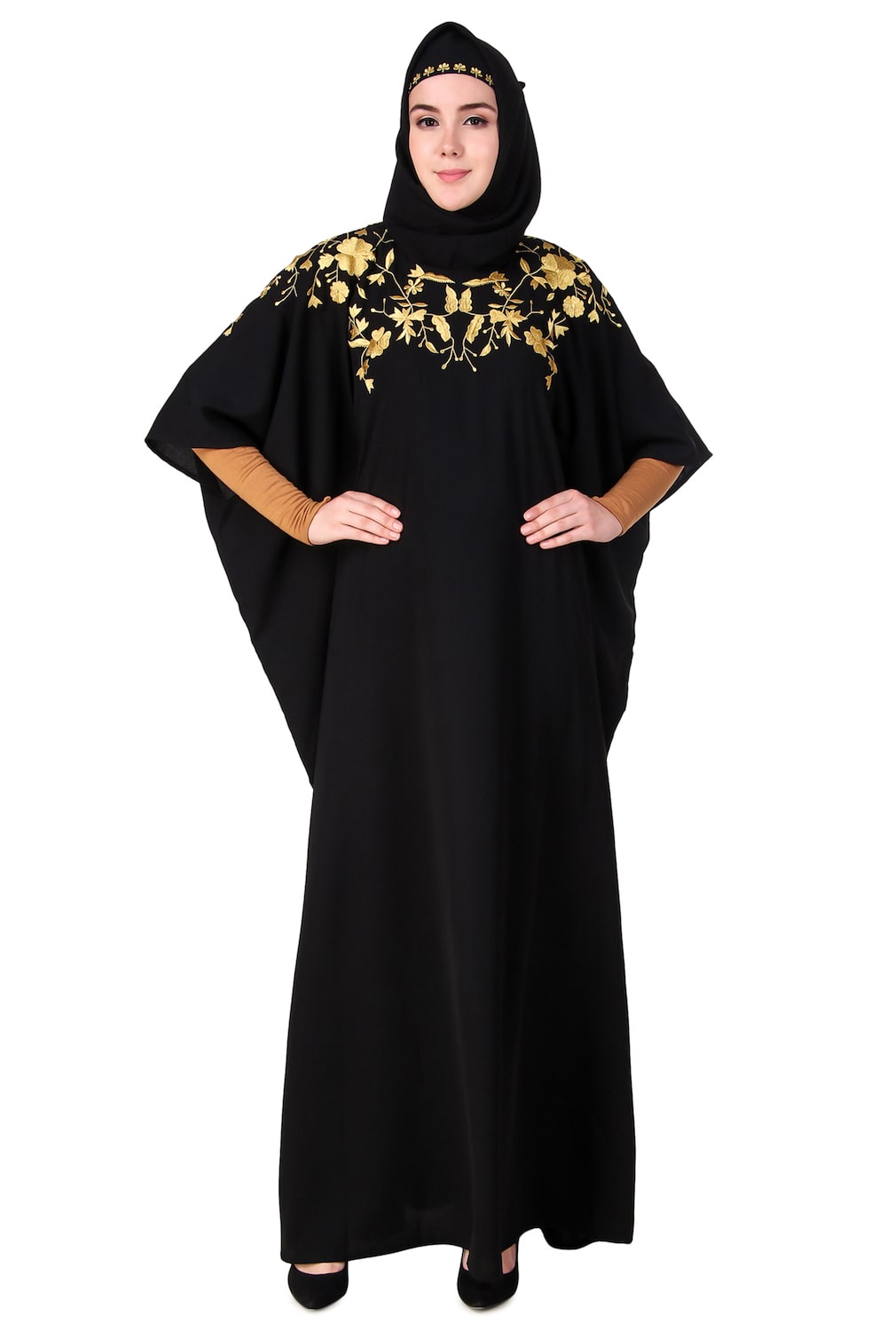 Exquisite Hand-Embroidered Floral Kaftan Dress for Women | Boho Chic Beach Cover Up | Perfect for Summer Vacations, Pool Parties & Resort Wear