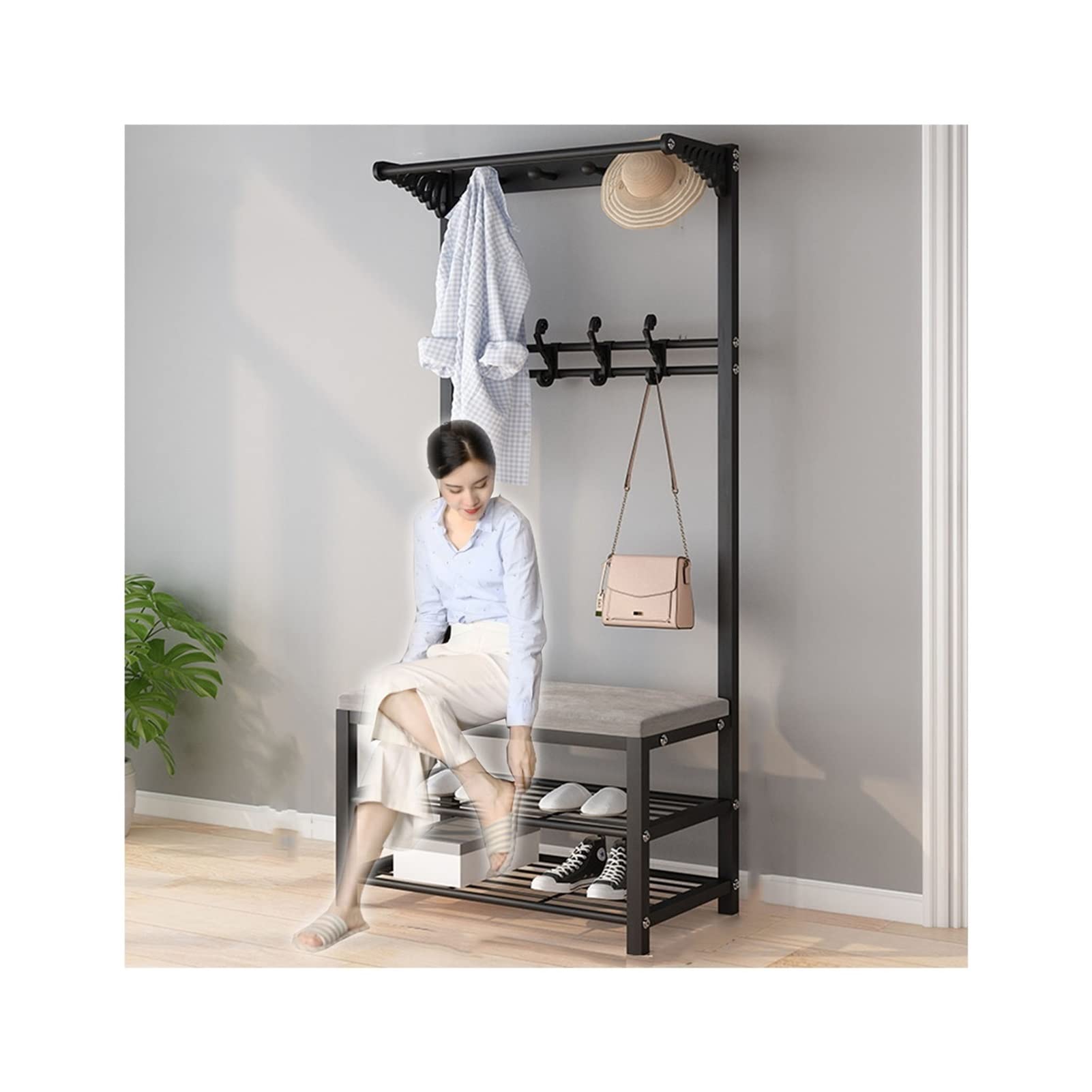 YXYECEIPENO Hall Tree with Bench & Shoe Storage - Coat Rack Entryway Organizer with Soft Cushion - Multi-Functional Shoe Cabinet & Seating Bench for Dressing Room, Bedroom, Shop, Entryway - Perfect for Home Organization & Space Saving