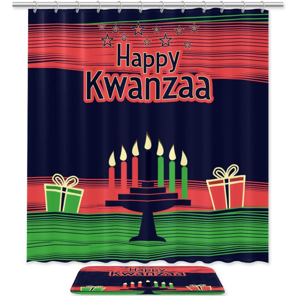 AISSO Dragon Sword Shower Curtain Set with Bath Mat & Hooks - Waterproof Bathroom Decor for Christmas Kwanzaa - Luxury Fabric Bath Curtain for Holiday Home Decor & Gift Giving