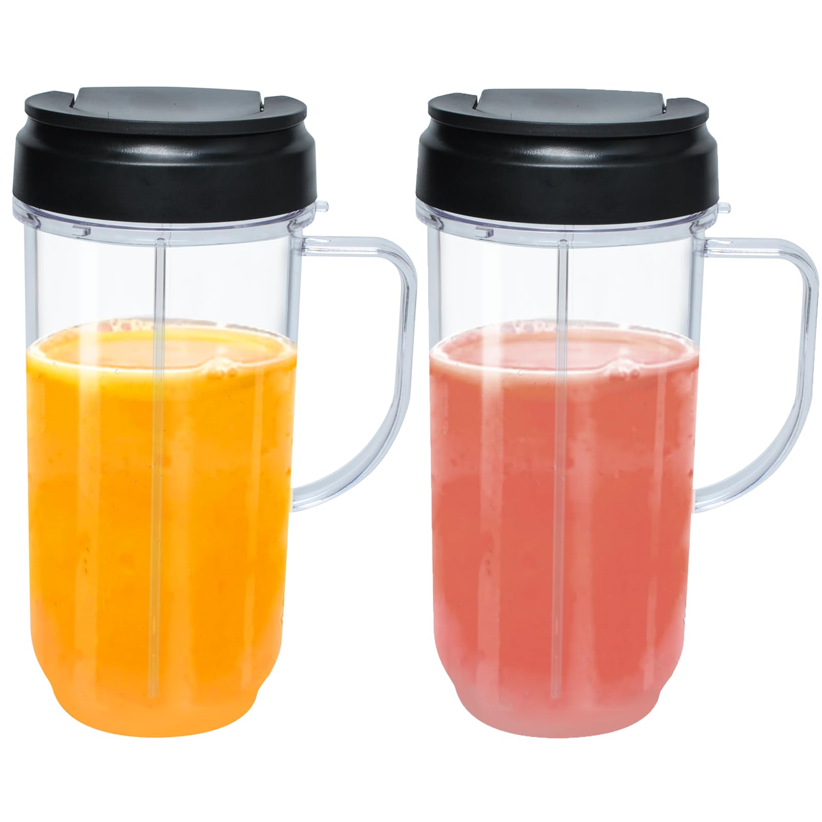 2 Packs Magic Bullet Blender Replacement Cups - 22oz Tall Cups with Flip-Top Lids, Compatible with Magic Bullet 250W MB1001 - Perfect for Smoothies, Protein Shakes & On-the-Go Blending
