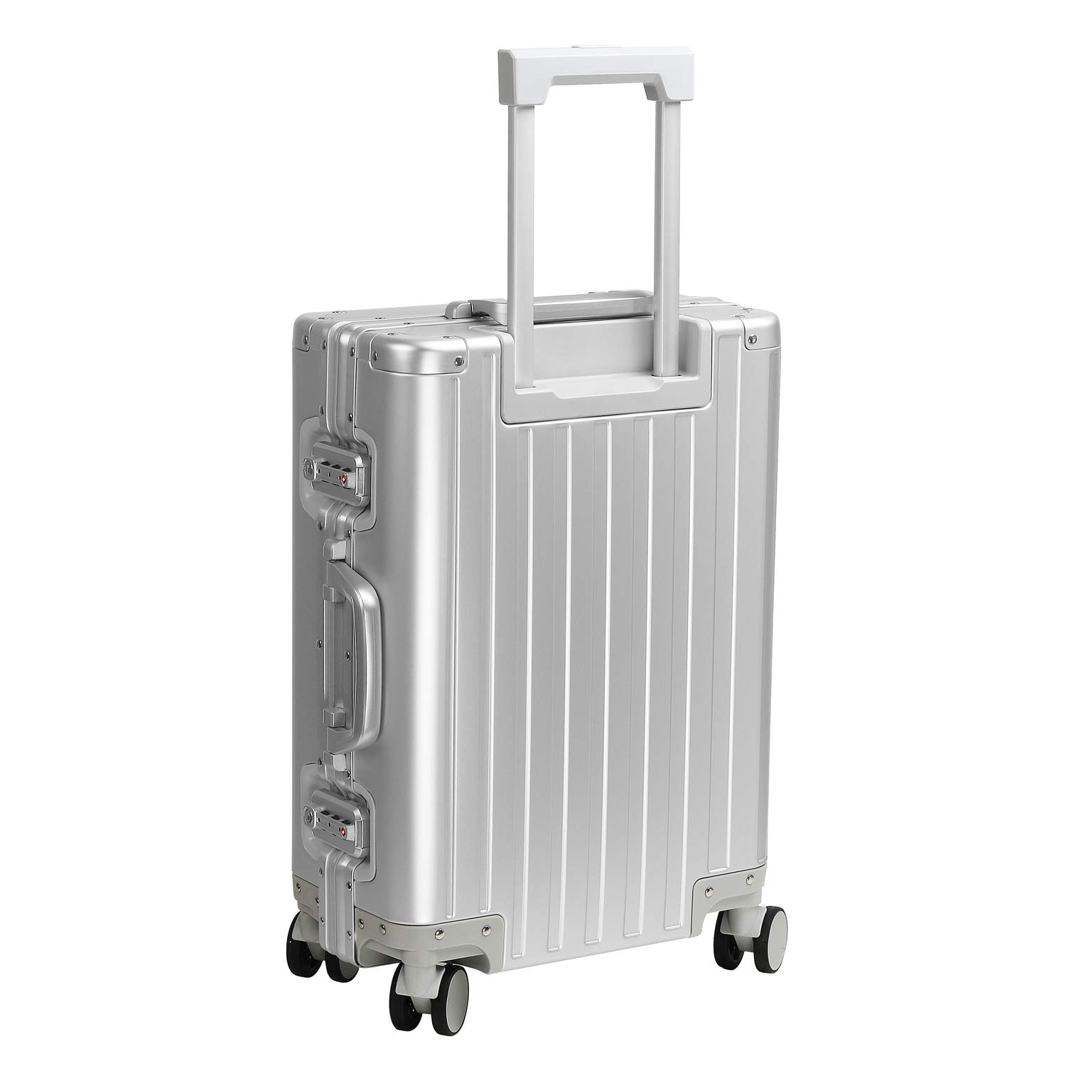 25 Inch Aluminum Hardside Suitcase with TSA Lock - Silver Checked Luggage for Air Travel | Durable Medium Size Spinner Carry-On for Business Trips & Vacations