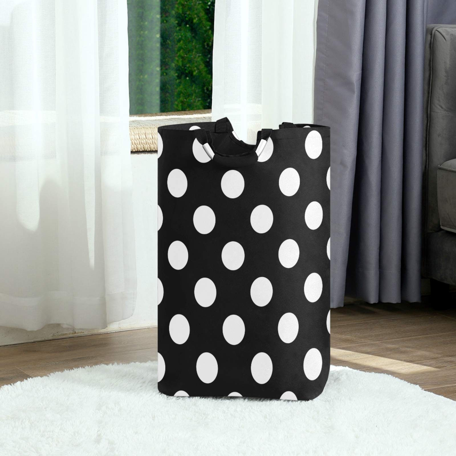 Large Collapsible Laundry Hamper Basket with Handles - Classic Polka Dot Pattern Storage Bin for Clothes, Toys & Organizing | Perfect for Bathroom, Bedroom, Nursery & Kids Room Organization