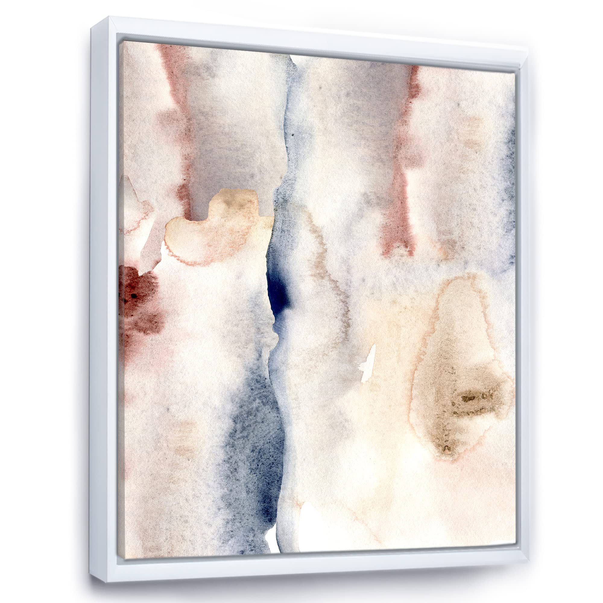 Pastel Abstract Canvas Wall Art with Dark Blue, Pink & Gray Spots - Modern Framed Print for Living Room, Bedroom & Office Decor