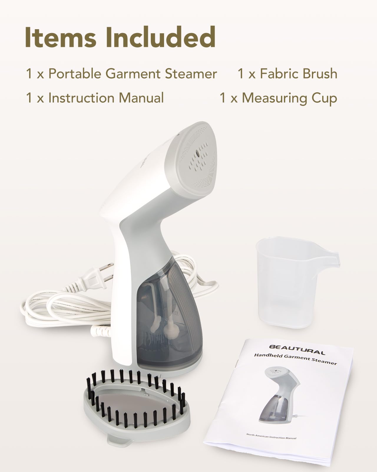 BEAUTURAL 1000W Handheld Clothes Steamer - Compact Portable Garment Steamer with 140ML Water Tank for Quick Wrinkle Removal | Perfect for Home, Office, Travel & Wedding Outfits