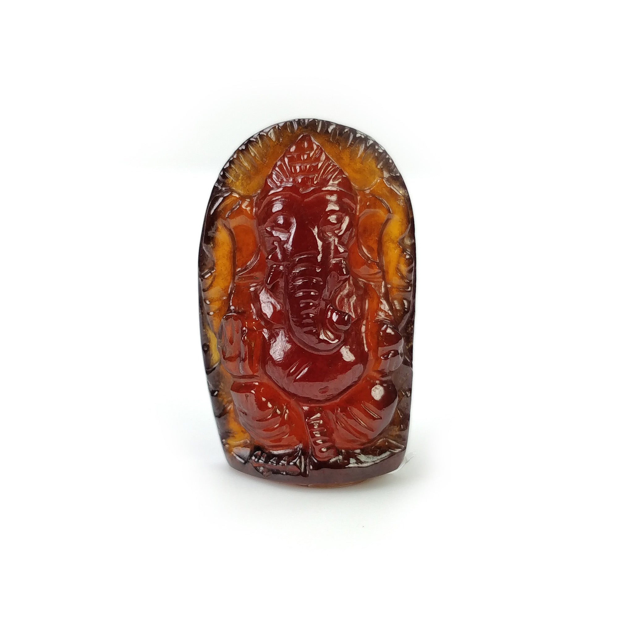 Natural Hessonite Garnet Gemstone Carving - 38.55cts Untreated Hand Carved Lord Ganesha 26x16mm | Spiritual Gift, Meditation Aid & Home Decor | Includes Video Proof of Authenticity