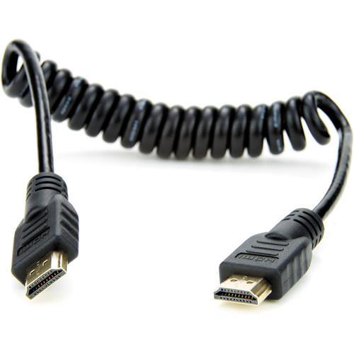 Atomos Full HDMI to Full HDMI Coiled Cable (11.8 to 17.7 Inch) - Durable High-Speed HDMI Cord for Professional Video Recording, Live Streaming & Studio Equipment