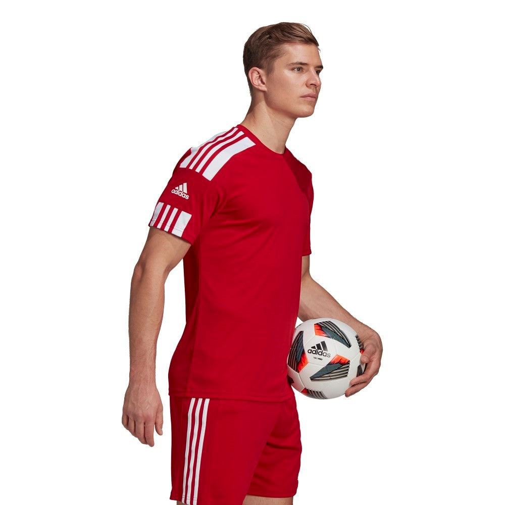 Adidas Adult Squadra 21 Soccer Jersey - Red & White - Breathable Performance Shirt for Men - Perfect for Training, Matches & Fan Wear