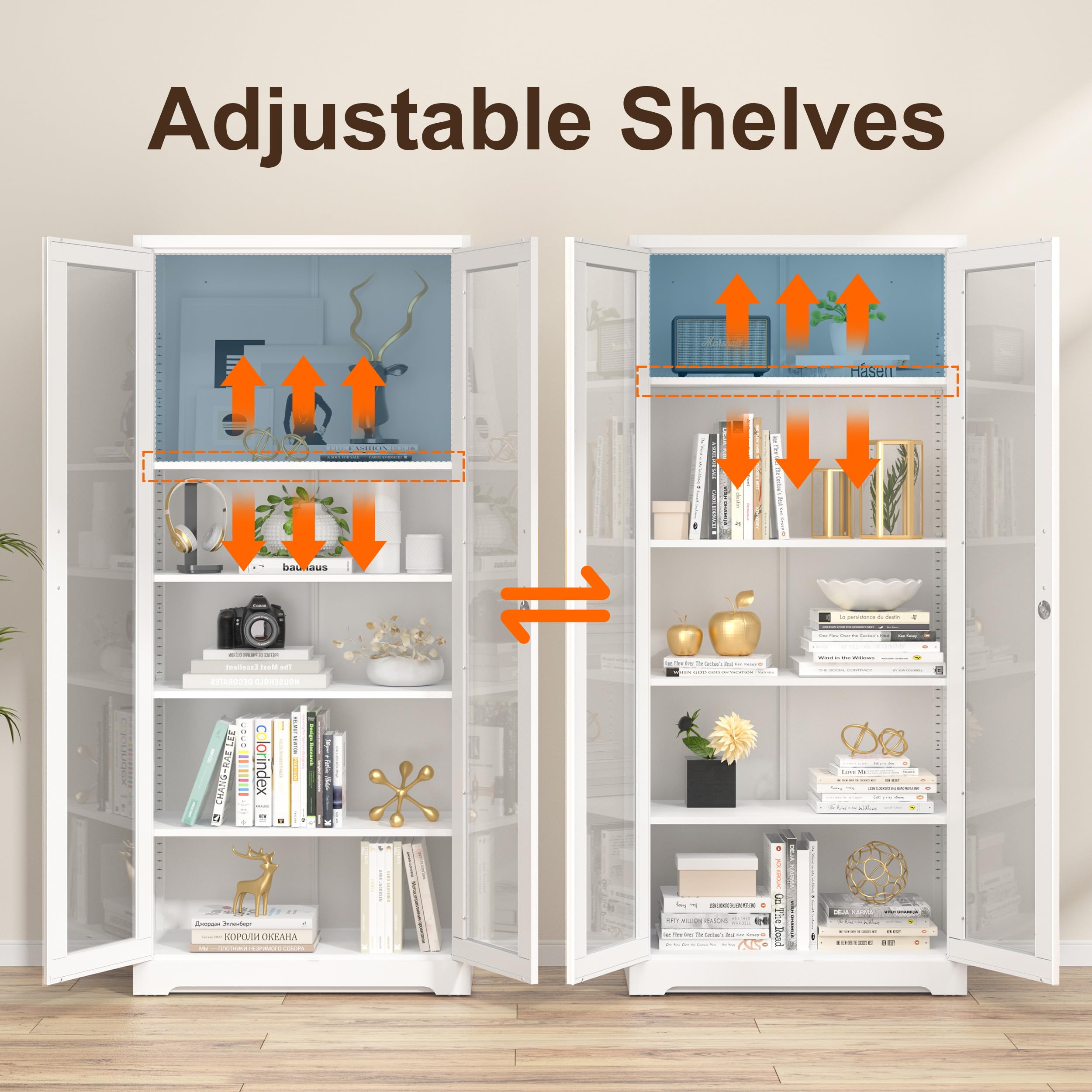 White Glass Display Cabinet with Locking Doors - 71