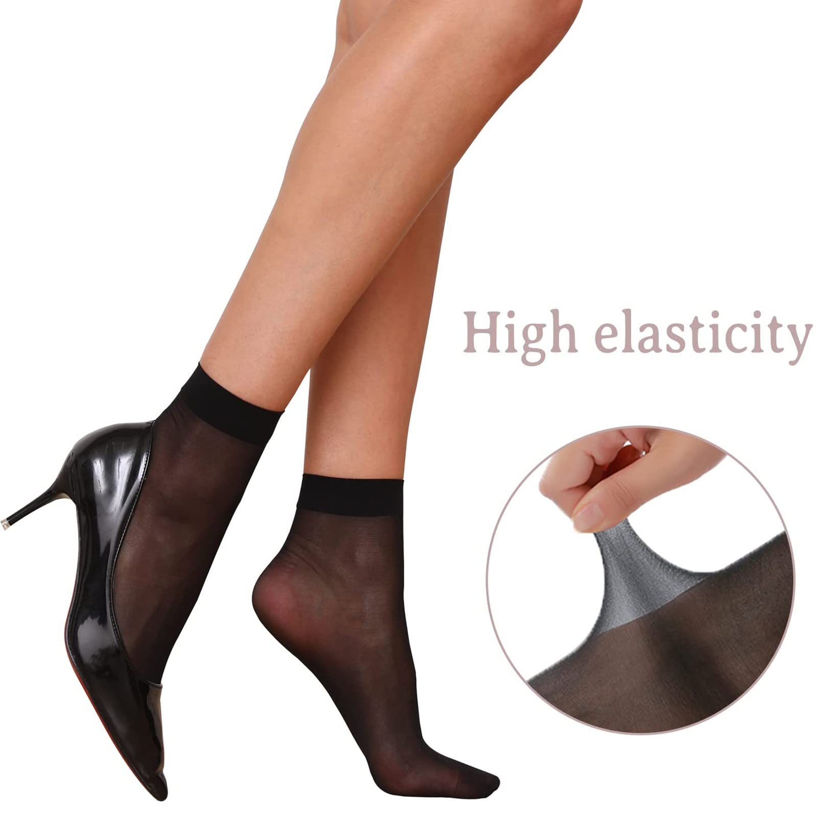 Niuwa Women's Sheer Ankle Socks 5-Pack - Ultra Thin Nylon Dress Socks for Work & Casual Wear