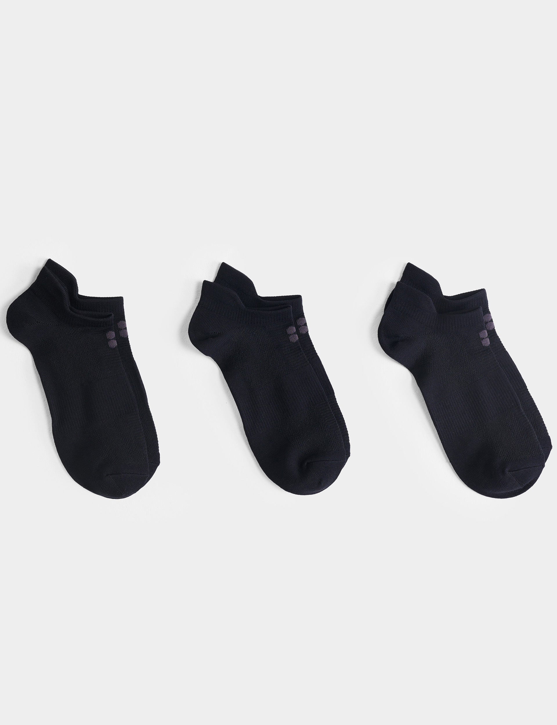 Lightweight Trainer Socks 3 Pack - Breathable Athletic Socks for Running, Gym & Workout - Black