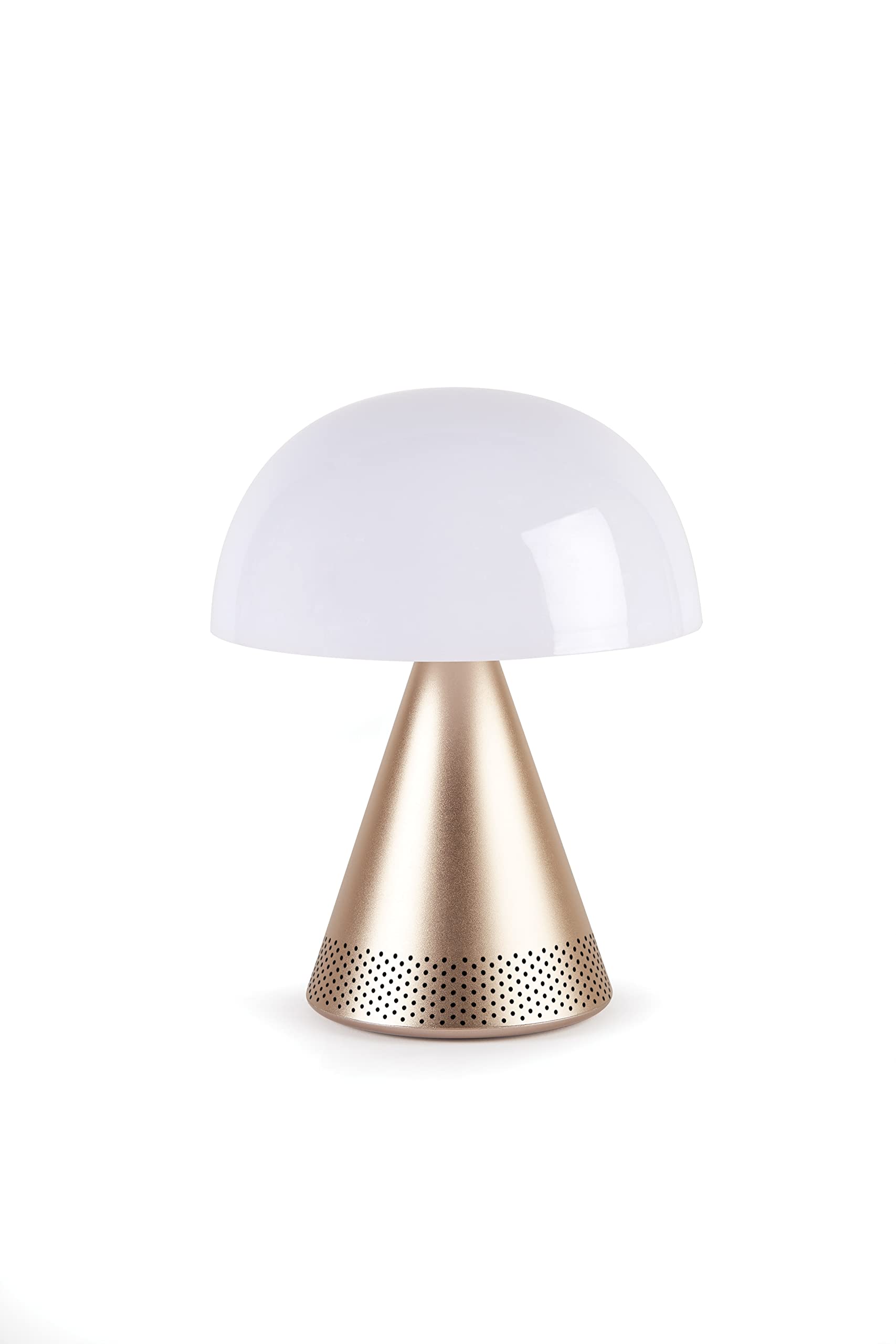 Lexon Mina L 2-in-1 Mushroom Table Lamp & Bluetooth Speaker - 9 LED Color Changing Mood Light with Wireless Music Player for Bedroom, Living Room (Soft Gold) | Perfect for Nightstands, Home Decor & Ambient Lighting