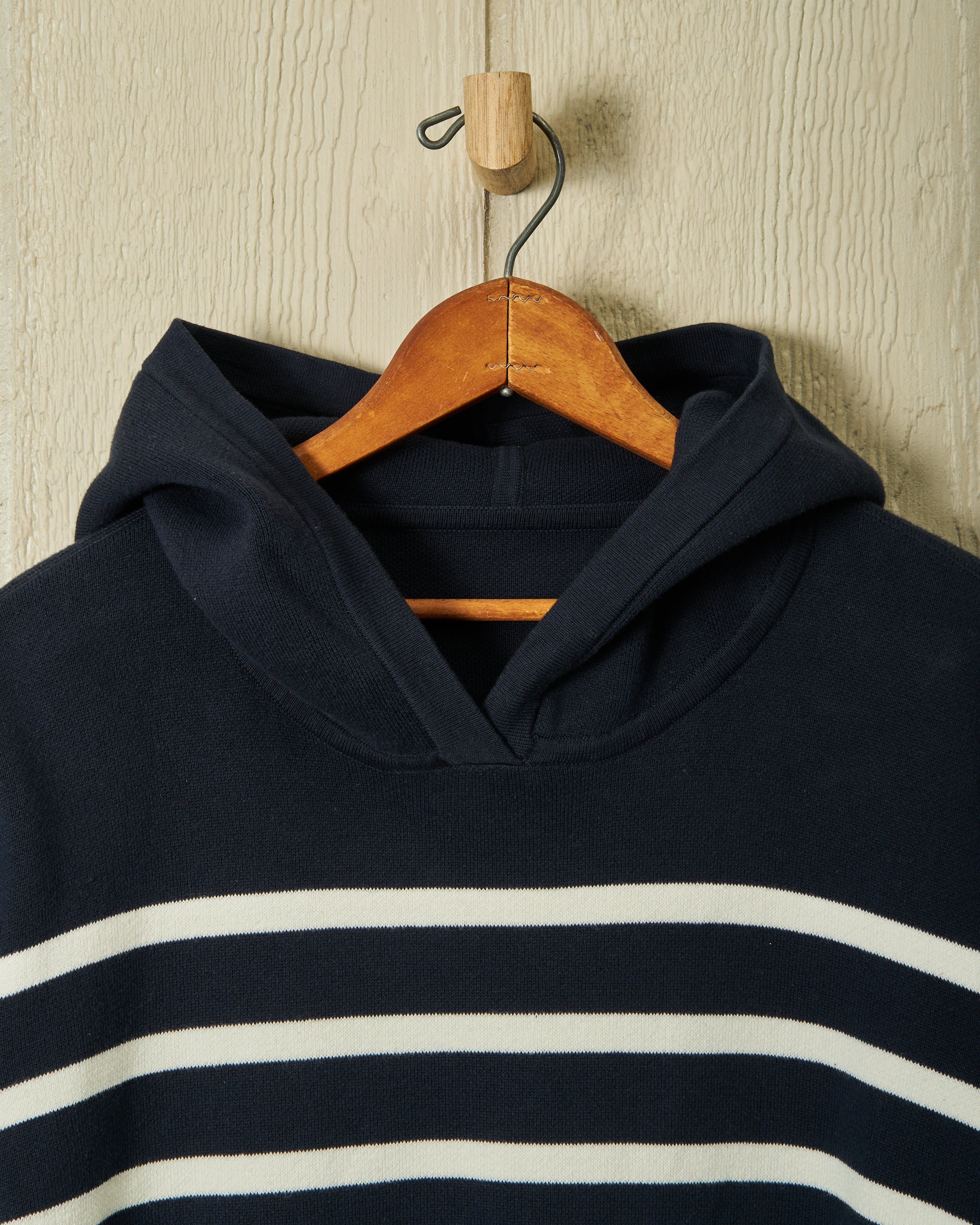 Wharf Knit Hoodie for Men & Women - Navy & White Striped Pullover Sweatshirt - Cozy Casual Wear for Fall & Winter - Perfect for Outdoor Activities & Lounge