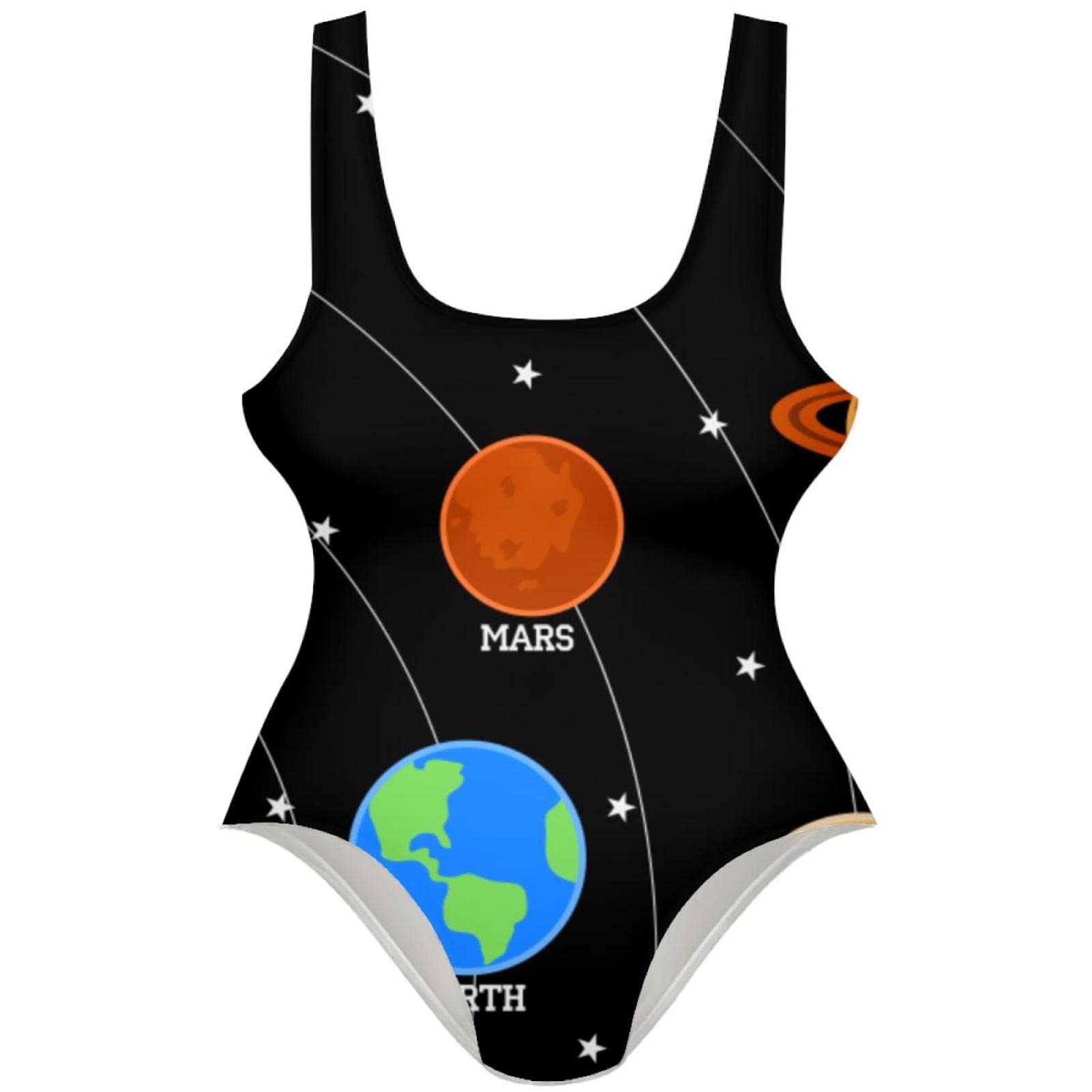 Solar System Print Women's One Piece Swimsuit - U Back Bikini Swimwear for Beach, Pool & Summer Vacations