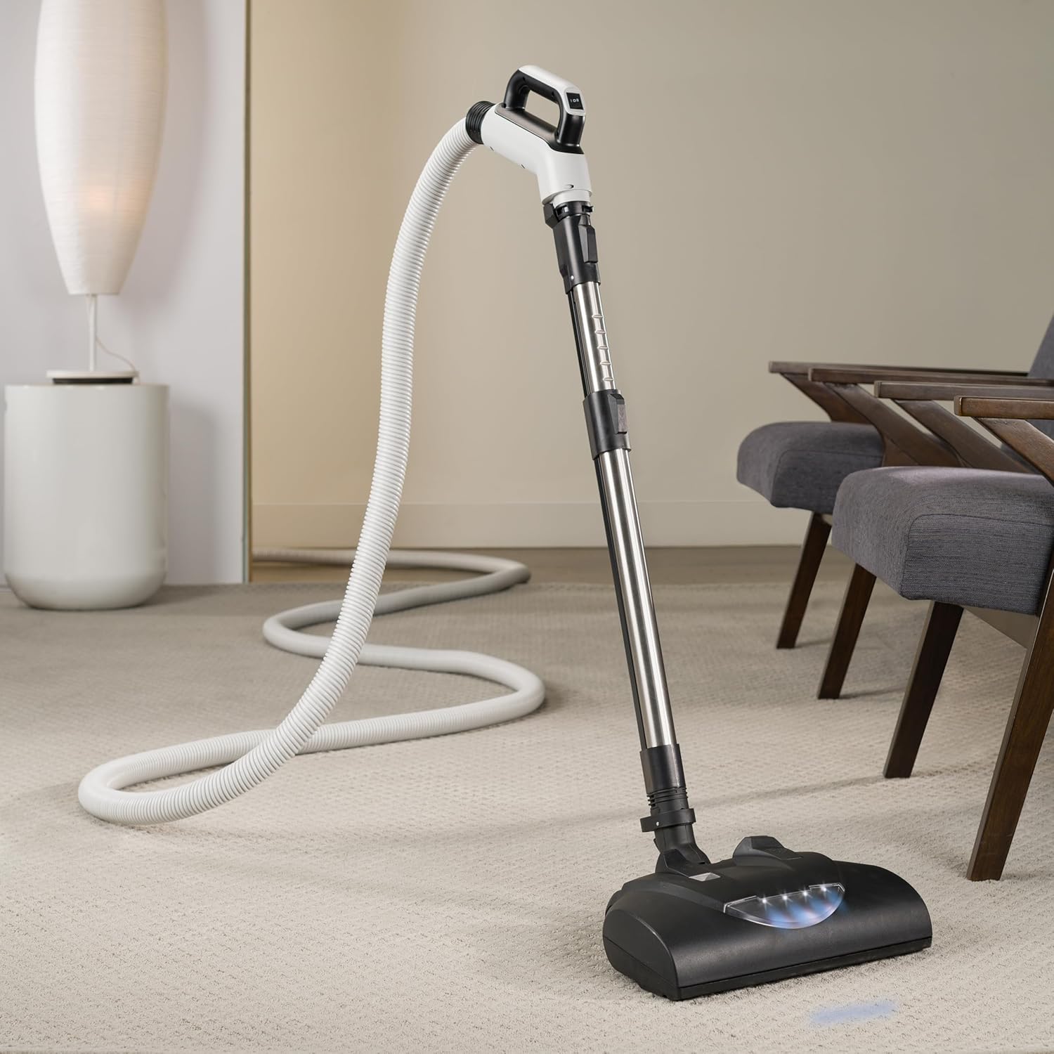 Premium Prolux 35 ft Universal Central Vacuum Hose Kit with Wessel Werk Power Nozzle - Heavy Duty Cleaning for Whole House, Car, Stairs & Hard to Reach Areas