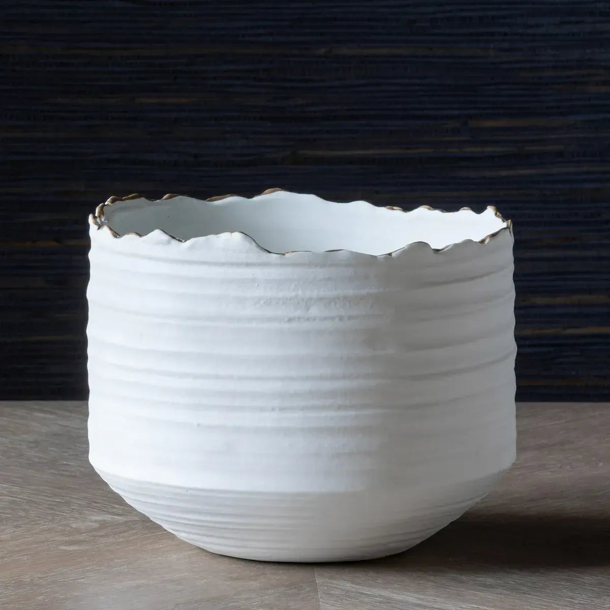 Elegant Gold Rim Organic Ceramic Vase - Perfect for Home Decor, Wedding Centerpieces & Boho Chic Interiors