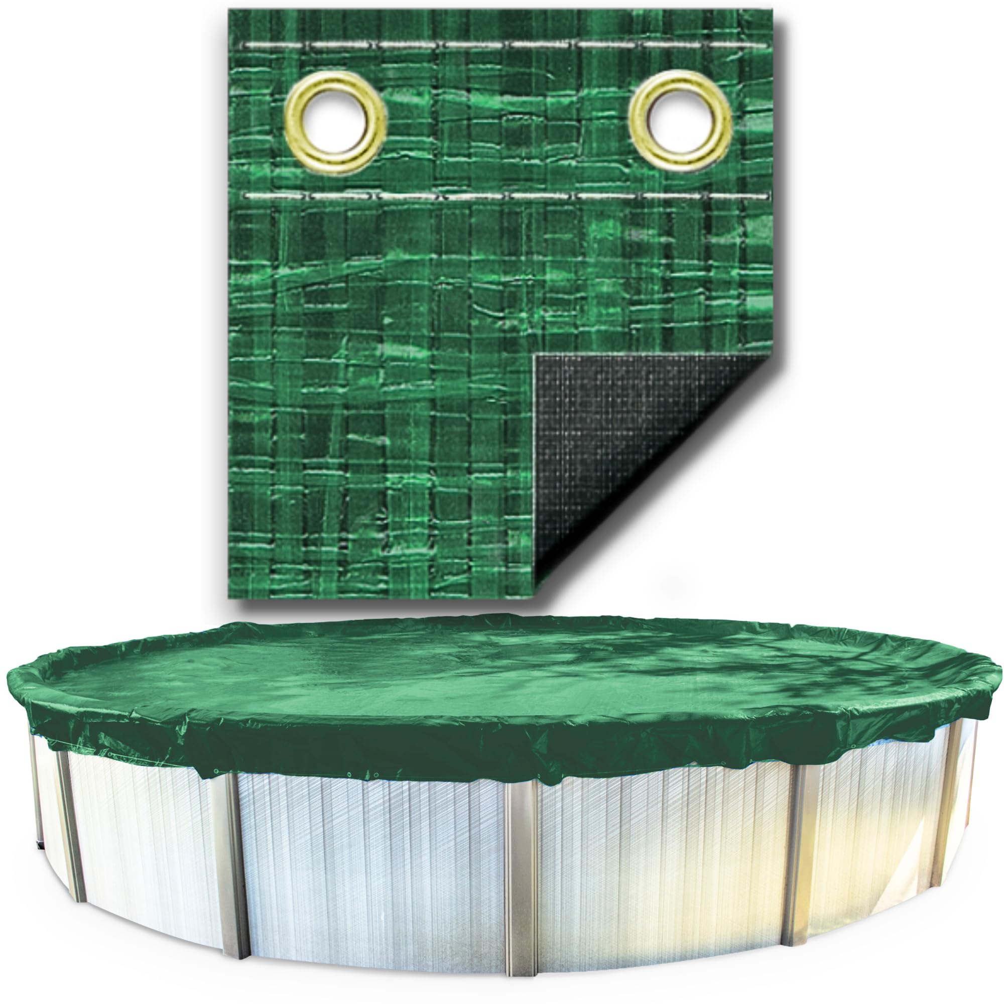 SWIMLINE HYDROTOOLS Ripstopper Heavy Duty Above Ground Pool Cover - 25x47 FT, Green/Black, UV Protected for 21x43 FT Oval Pools (Winch & Cable Included) | Durable Protection for Swimming Pools During Winter & Off-Season