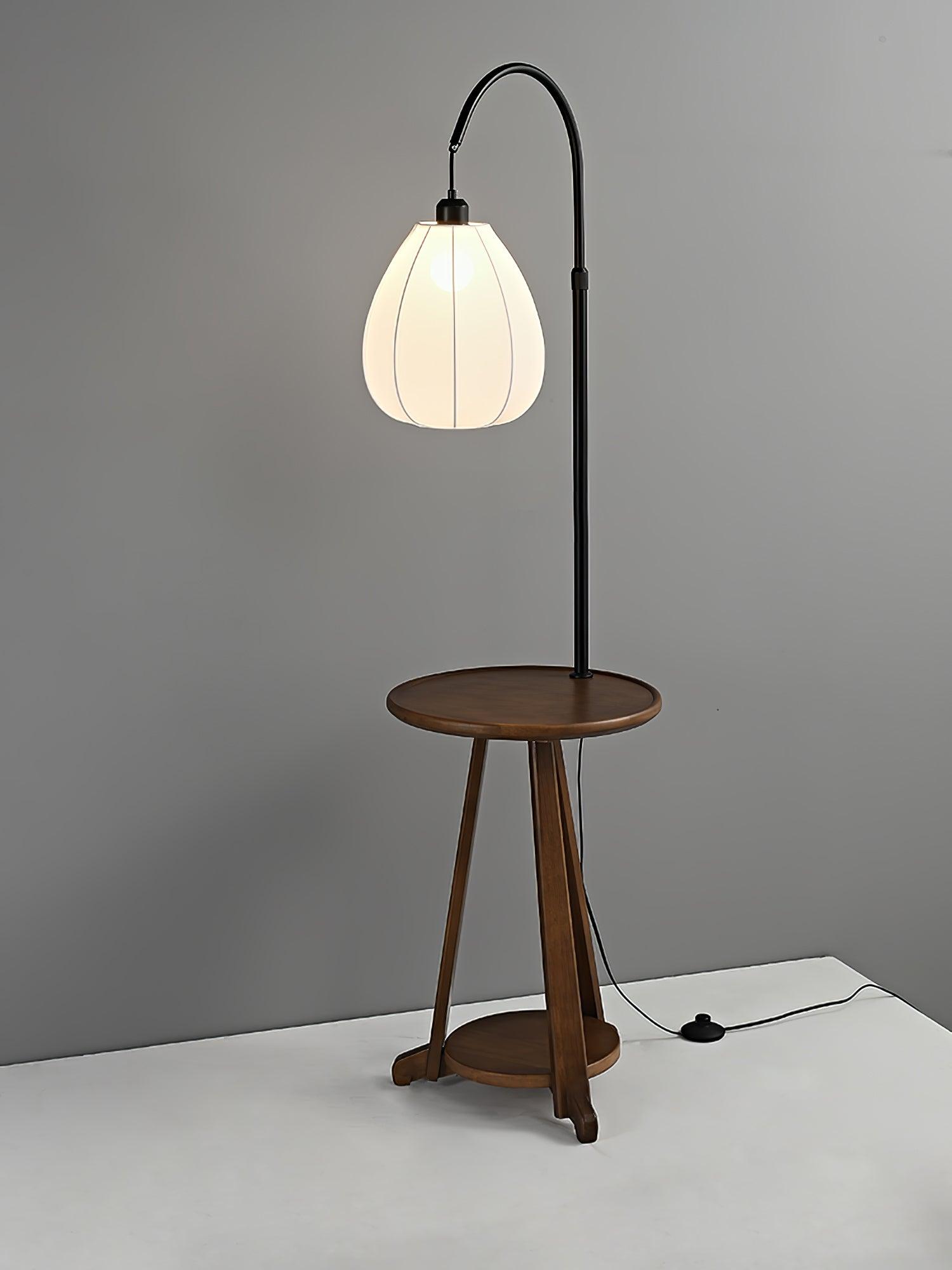 Modern Arc Side Table Floor Lamp with Adjustable Height - Perfect for Living Room, Bedroom, or Office Lighting