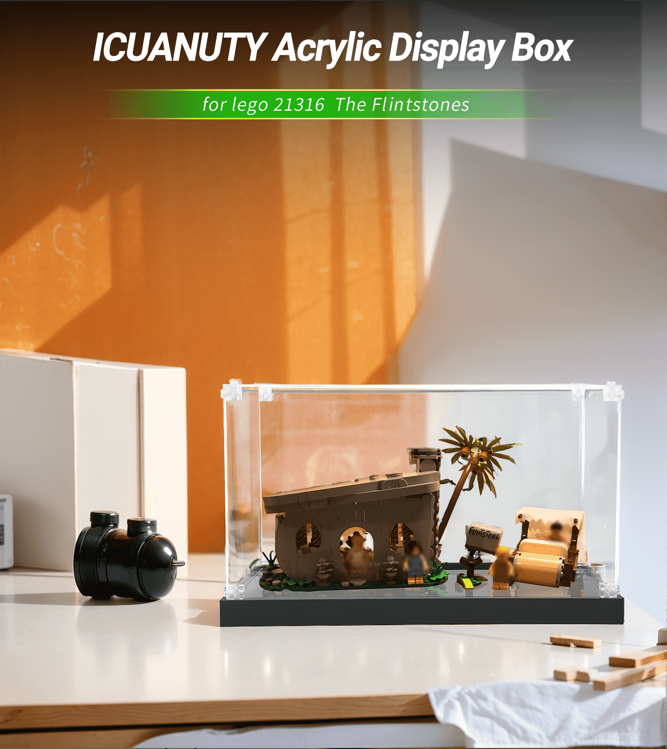 LEGO Ideas The Flintstones 21316 Display Case - Premium Acrylic Showcase for LEGO Sets - Perfect for Home Decor, Office Display & Collector's Showcase