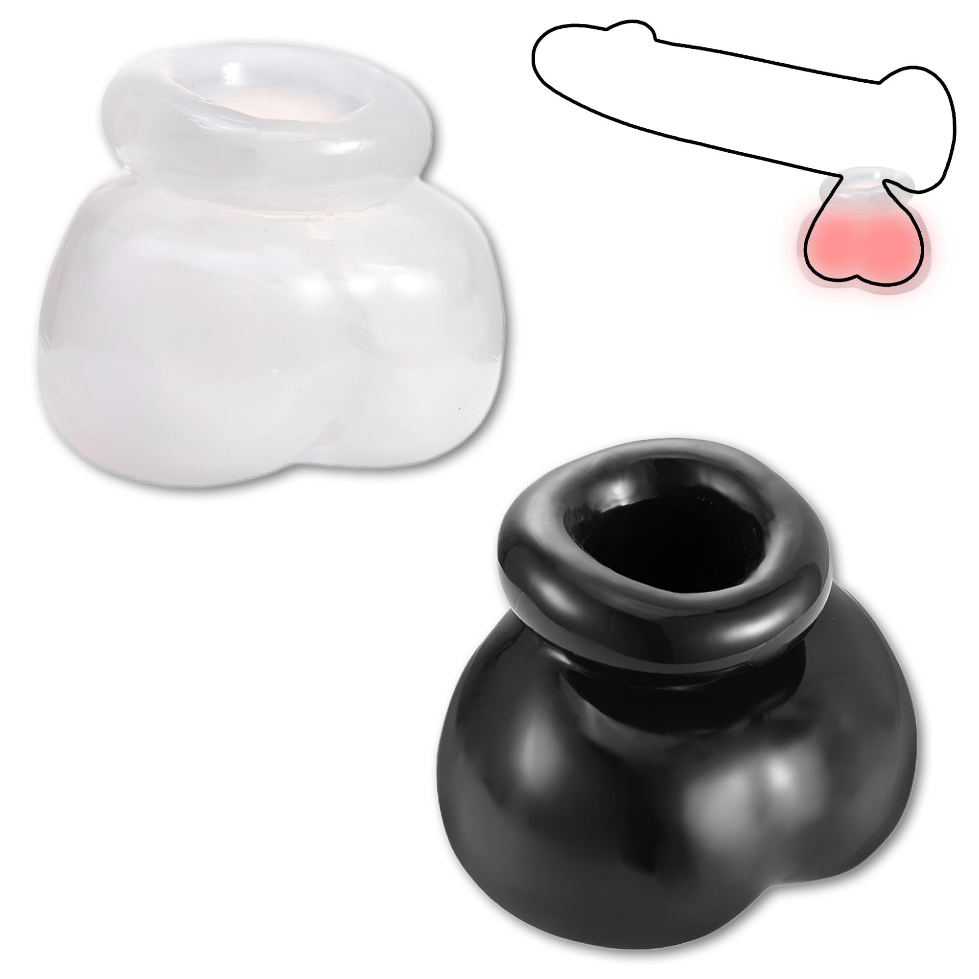 Premium Soft Silicone Testicle Stretcher & CBT Chastity Device Set (2-Piece) - BDSM Bondage Gear for Men with Scrotal Restraints | Cock & Ball Torture Training Kit for Couples Play & Solo Exploration