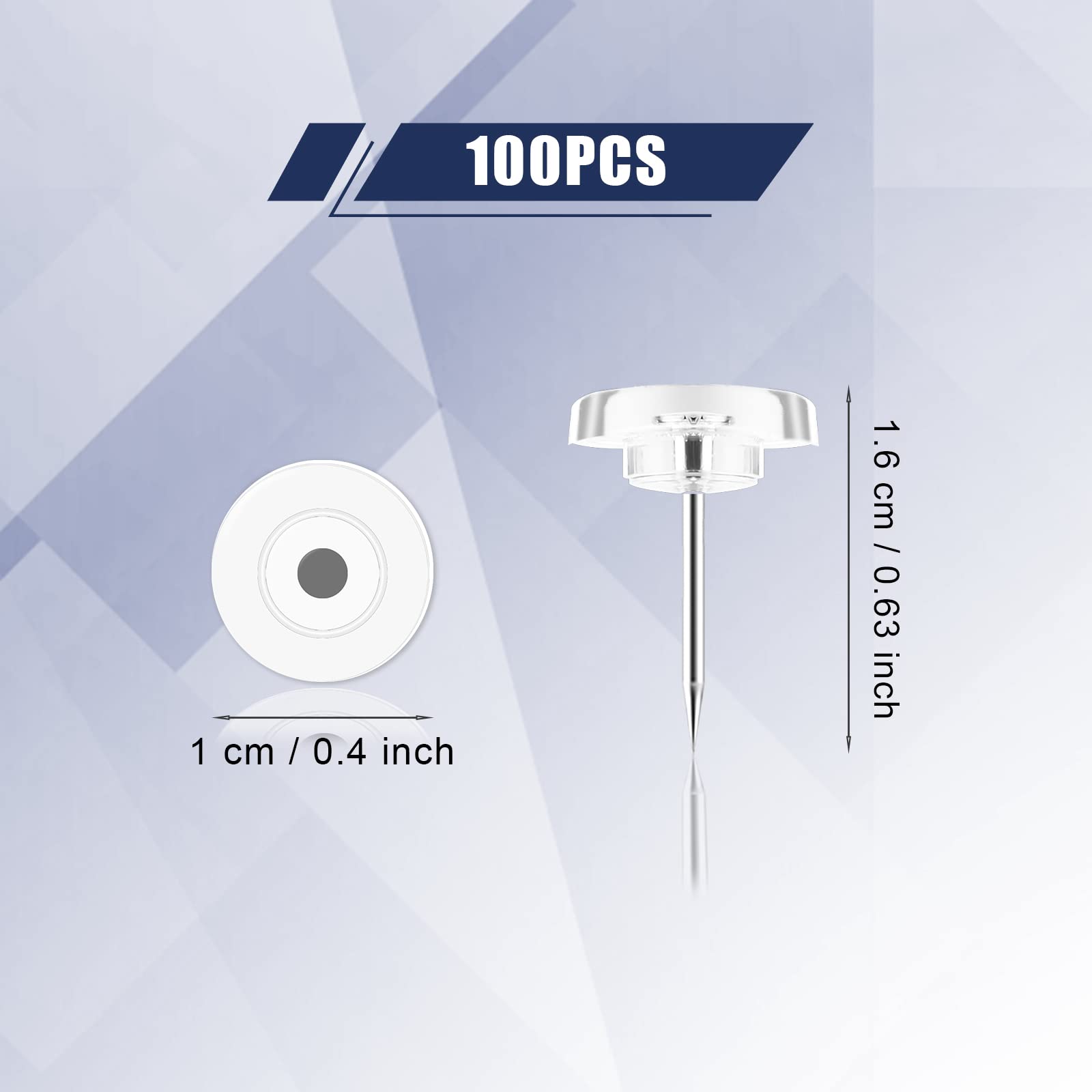 AIEX 100pcs Clear Plastic Push Pins with Steel Point - Thumb Tacks for Cork Board, Bulletin Board & Wall (White) - Perfect for Office, School, Home & DIY Projects