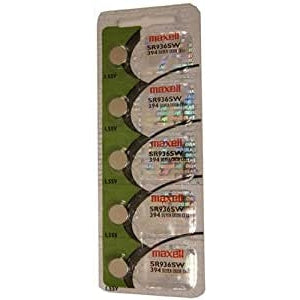 Maxell SR936SW Silver Oxide Watch Battery - 5 Pack Button Cell for Watches, Calculators & Medical Devices - Long Lasting Power Supply