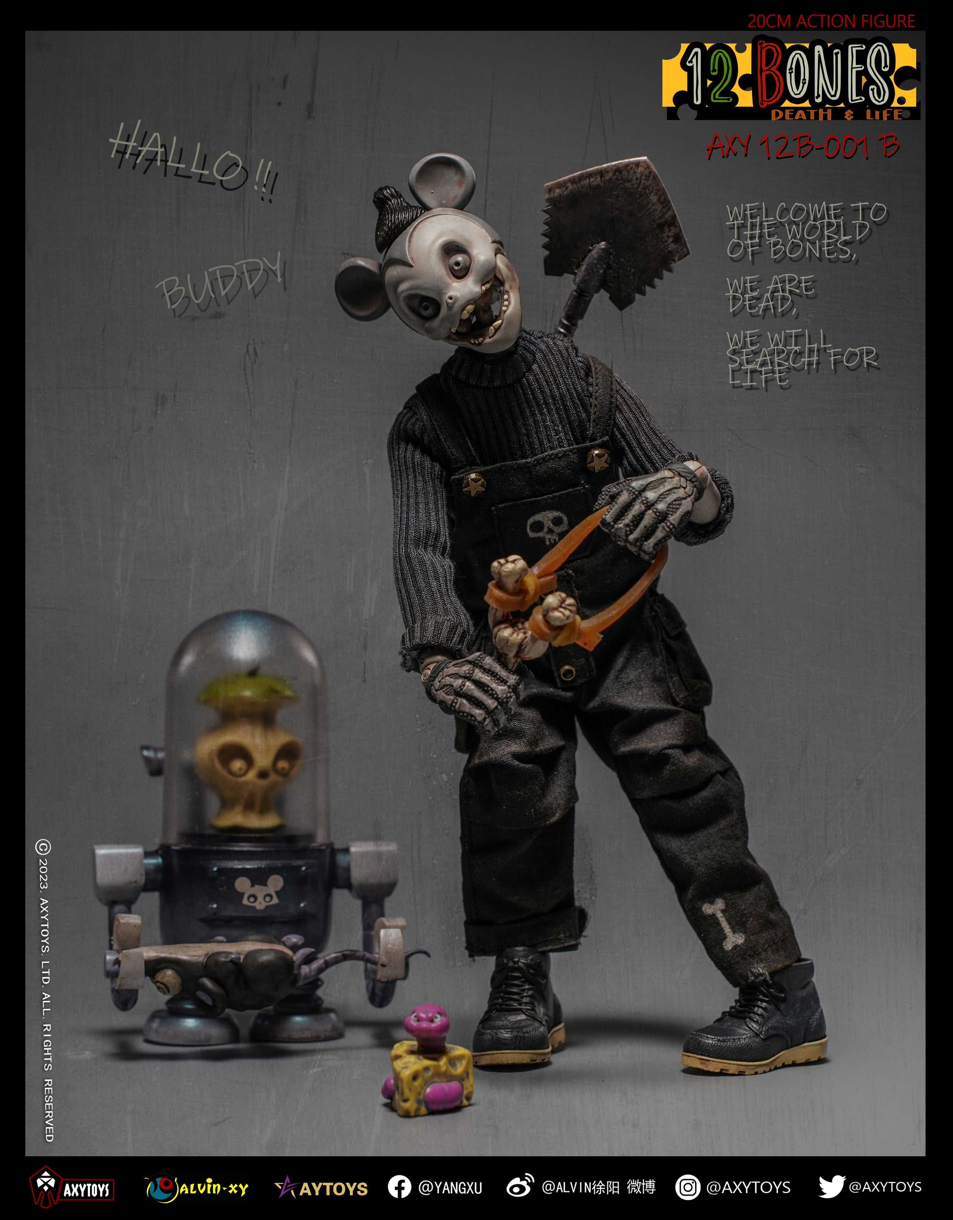 AxyToys 1/12 Scale 20CM Action Figure - 12 Bones Stories Mice & Cowboy Collectible Toy for Display & Role Play | Perfect for Collectors, Gift Giving & Diorama Scenes