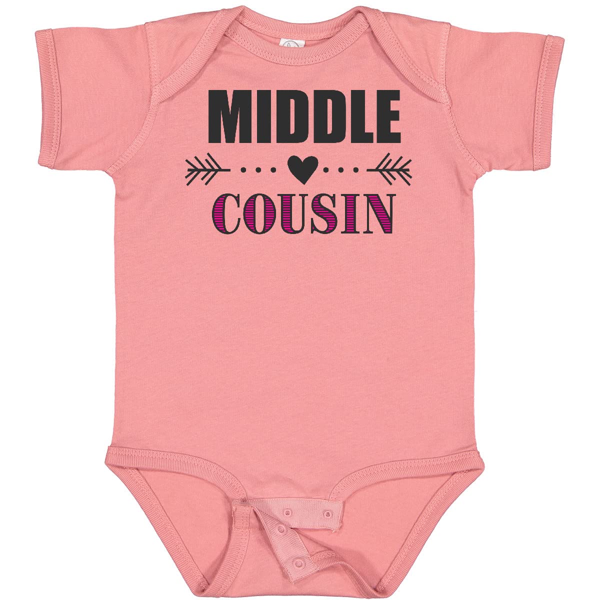Inktastic Middle Cousin with Heart Arrow Baby Bodysuit - Cute Cousin Gift for Newborns & Infants - Perfect for Family Reunions, Photo Shoots & Special Occasions