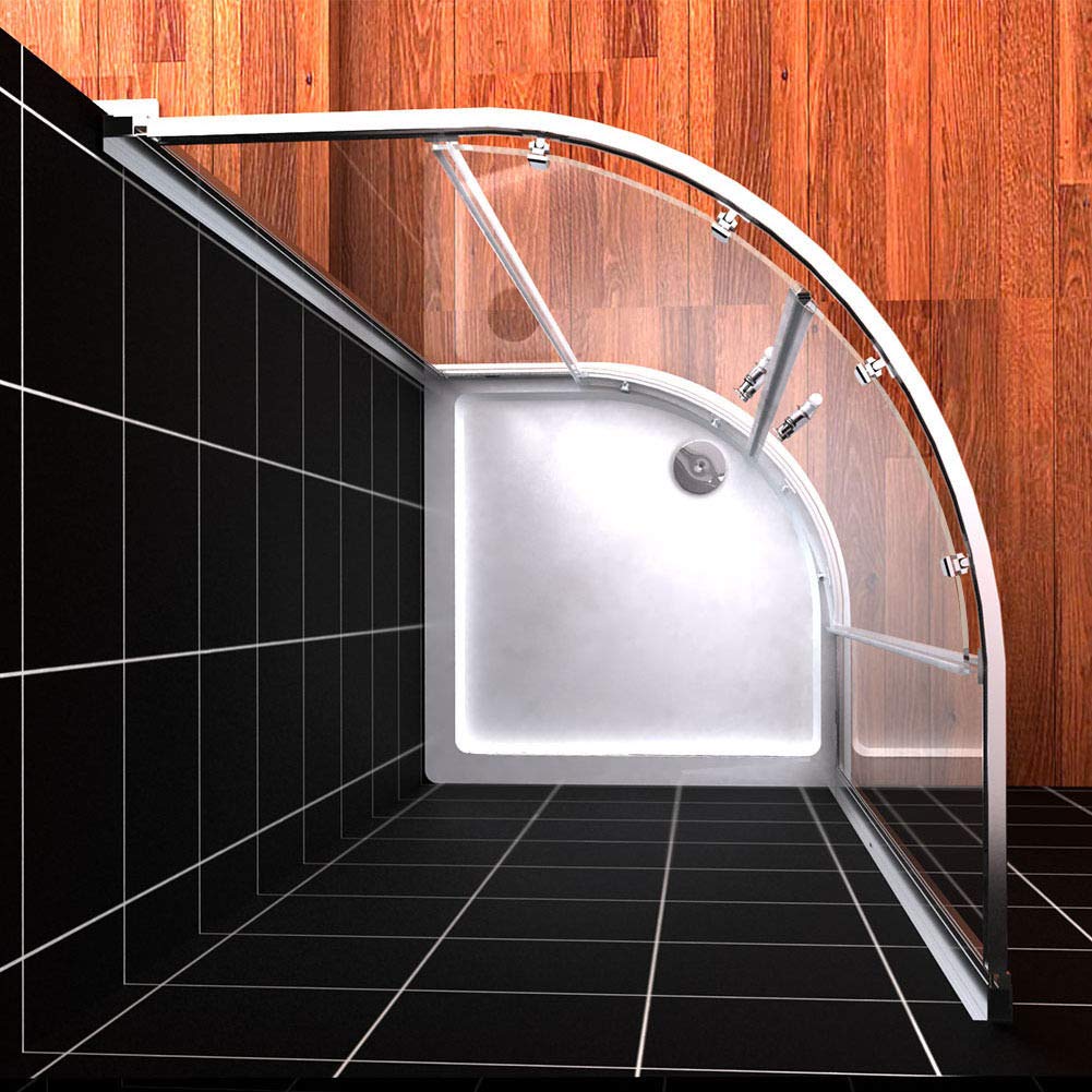 Acrylic Corner Shower Pan 38x38x3 Inches with Drain - White Bathroom Shower Base for Small Space & Modern Bathroom Renovation