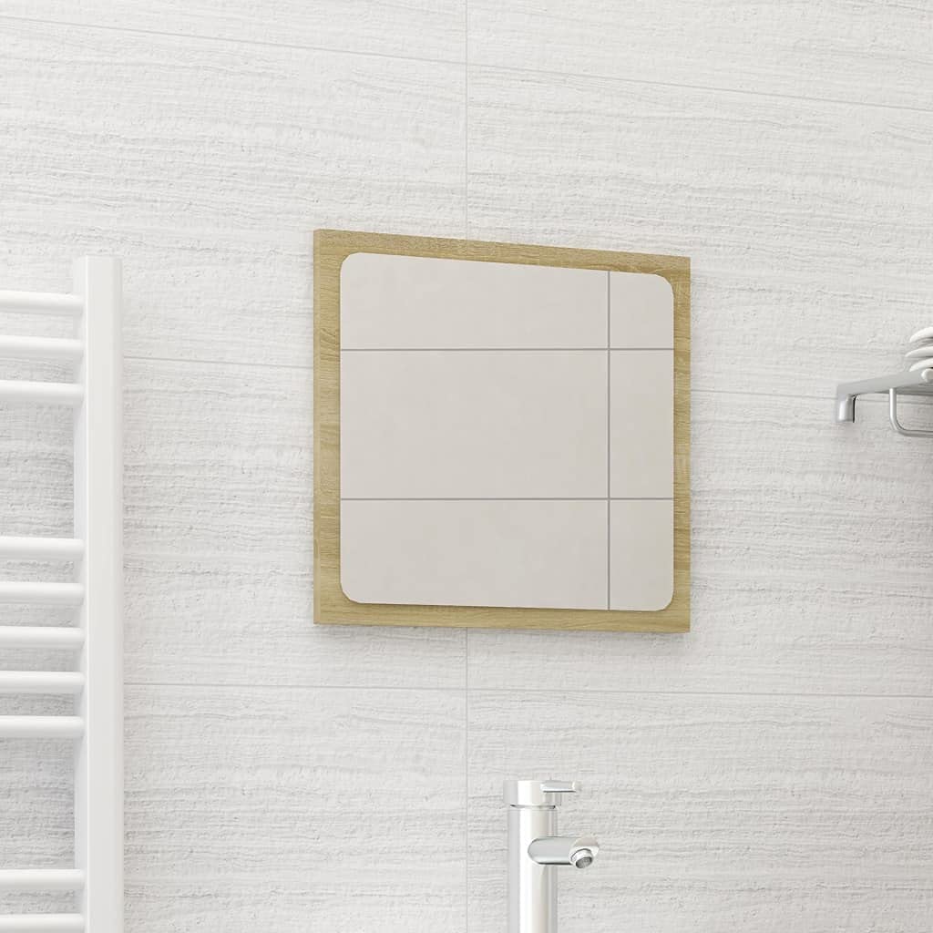 Modern Rectangular Wall Mirror - Bathroom Vanity Mirror with Sonoma Oak Frame (15.7