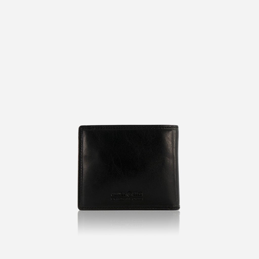 Premium Genuine Leather Oxford Medium Billfold Wallet with Coin Pocket - Slim RFID Blocking Bifold Wallet for Men - Perfect for Business, Travel & Everyday Use (Black)