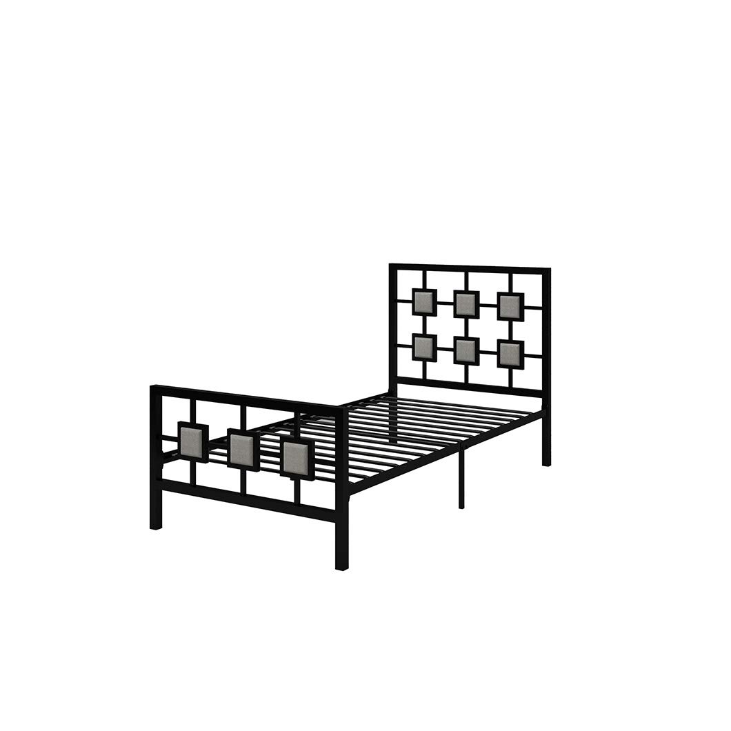 Twin Bed Frame with Headboard & Footboard - Sturdy Metal Platform Bed Frame with Iron Art Design, Strong Steel Structure for Mattress Foundation | Perfect for Kids Rooms, Guest Bedrooms & Small Spaces