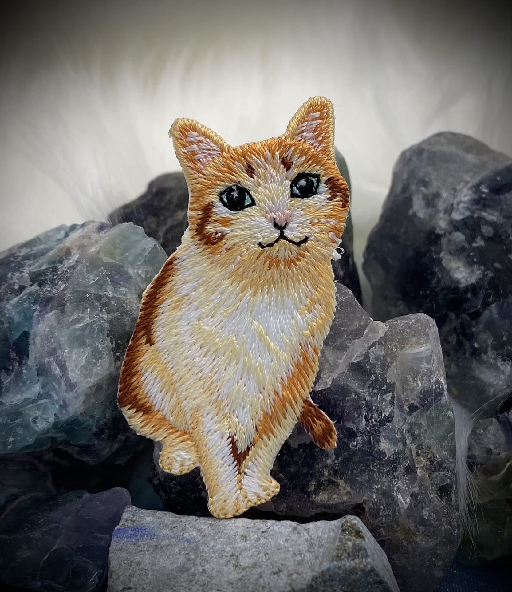 Realistic Orange Tabby Cat Embroidered Iron-On Patch for Pets & Clothing - Perfect for DIY Crafts, Jackets, Backpacks & Costume Accessories