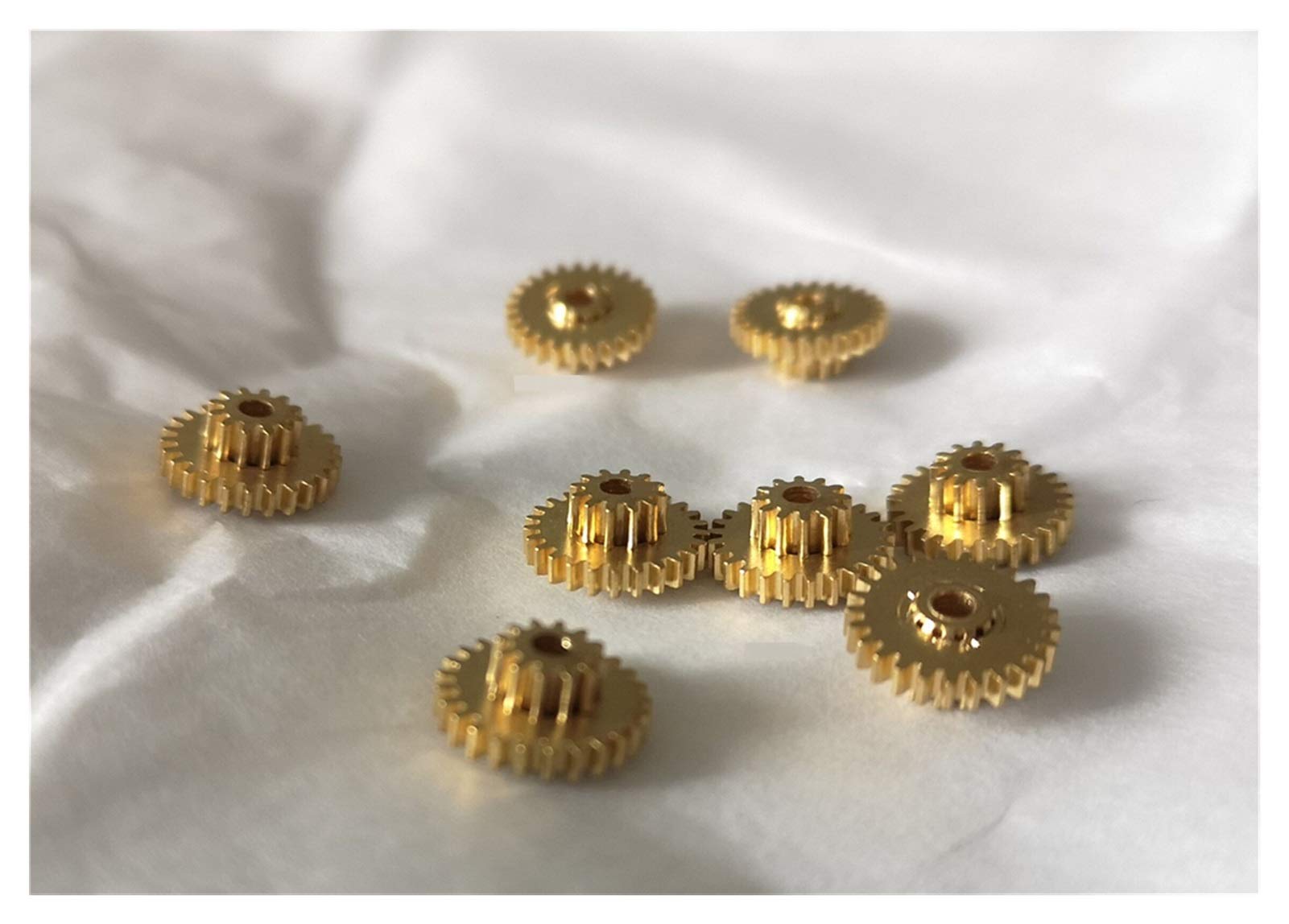 4PCS Duplex Metal Gears 0.4M 12T-25T Copper Alloy Gear Set with 2mm Bore - Perfect for RC Cars, Robotics, and DIY Mechanical Projects