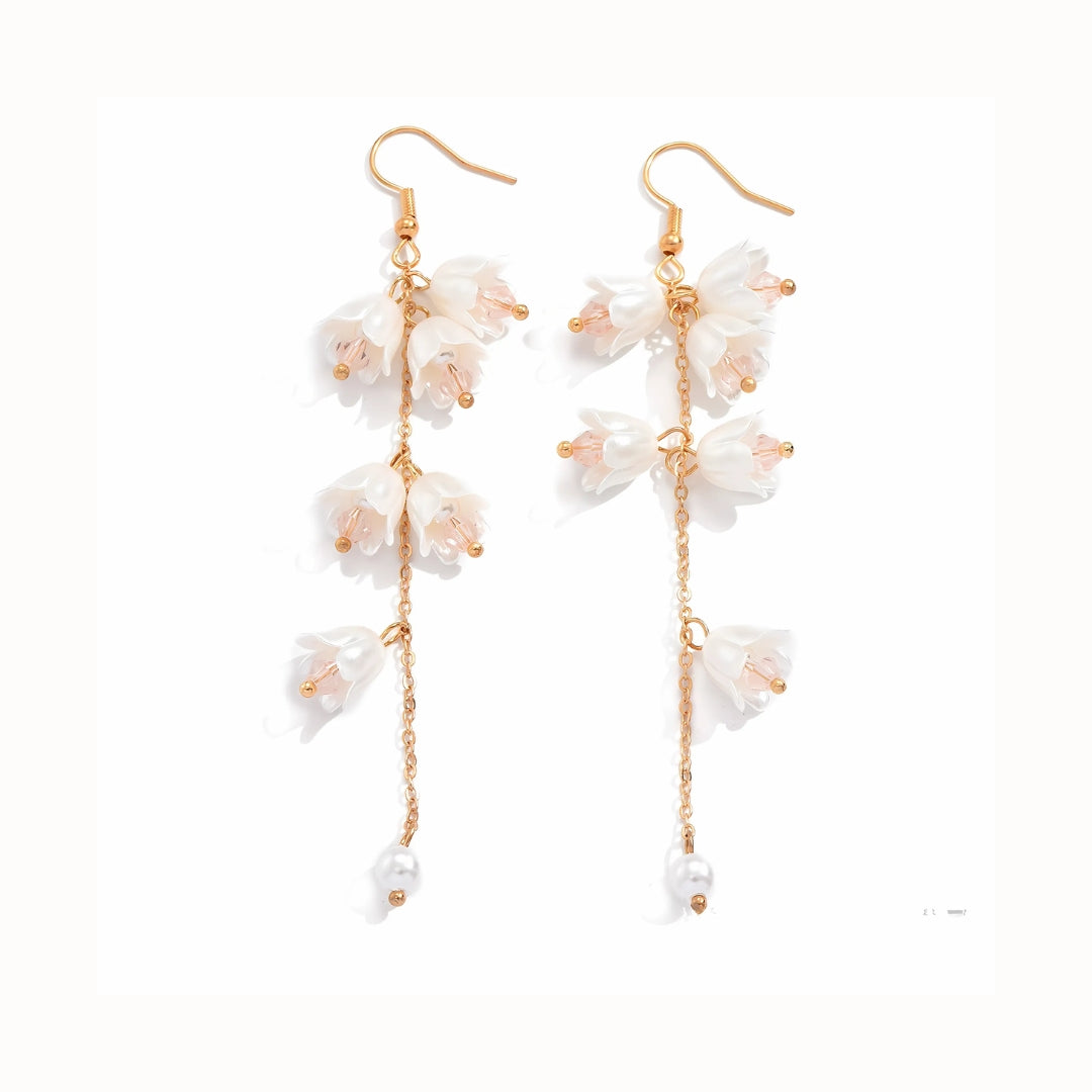 Crystal Tulip Flower Dangle Earrings for Women | Elegant Bohemian Jewelry Gift | HE8620 | Perfect for Weddings, Parties & Everyday Wear