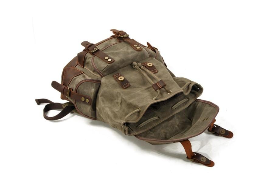 Durable Army Green Waxed Canvas Backpack Purse for Women - Stylish & Water-Resistant Daypack for Work, Travel & Outdoor Adventures