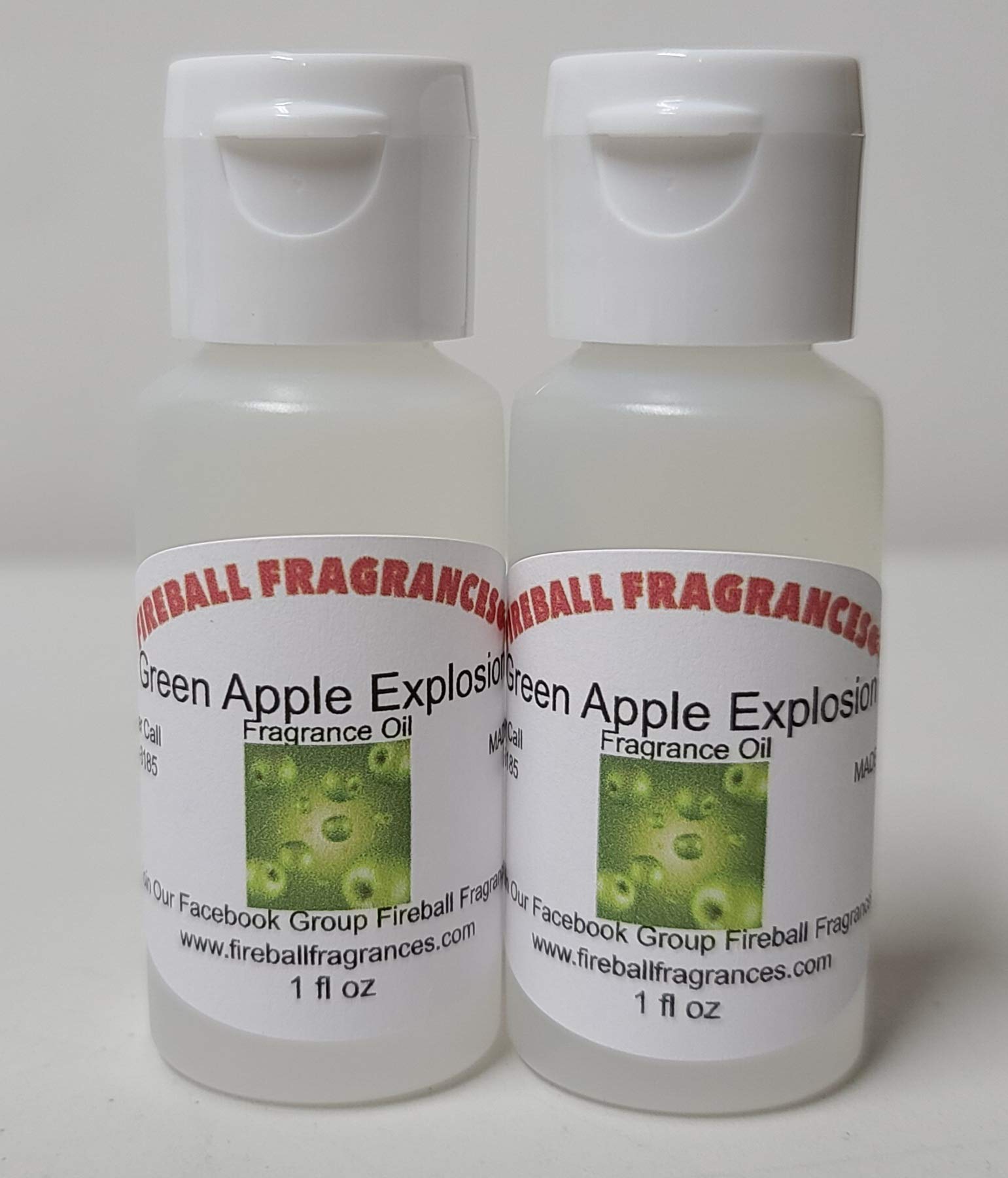 2 Pack Fireball Fragrances Green Apple Explosion Scented Oil - 1 Oz Bottles, Tart Granny Smith Apple Aroma for Home, Office, Car & DIY Candles