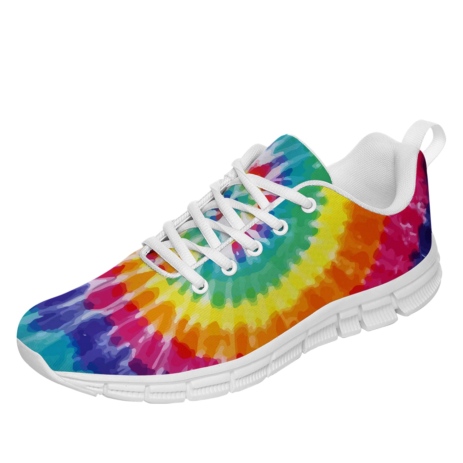 Vibrant Rainbow Tie-Dye Spiral Pattern Unisex Tennis Shoes - Non-Slip Lightweight Walking & Running Sneakers for Men & Women (Men's Size 4.5, Women's Size 6.5) - Perfect for Gym, Jogging, Casual Wear & Gift Giving