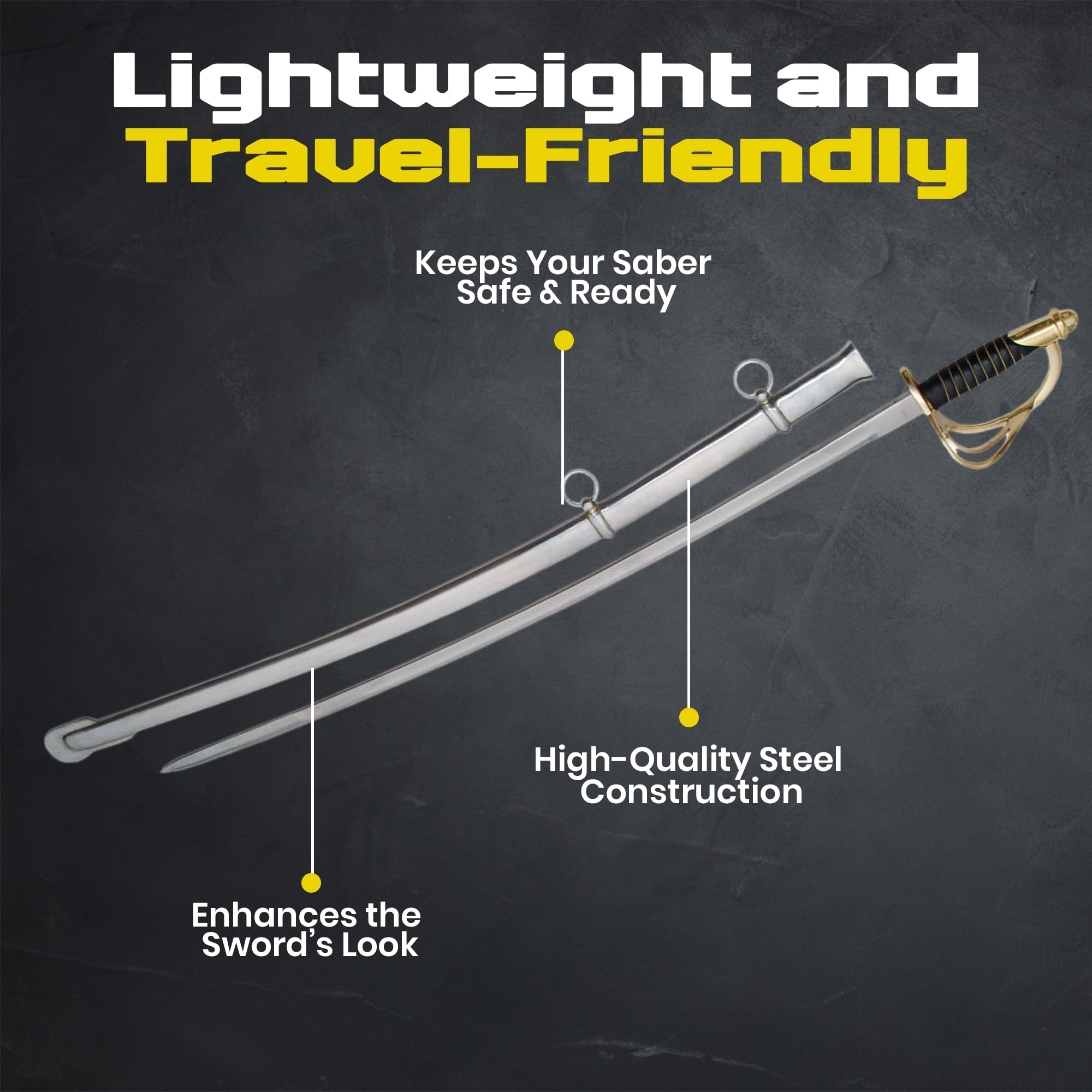 1860 Cavalry Sword - Black Historical Replica for Collectors & Costume | Szco Supplies 902931-SPL | Perfect for Civil War Reenactments, Theater Performances & Display